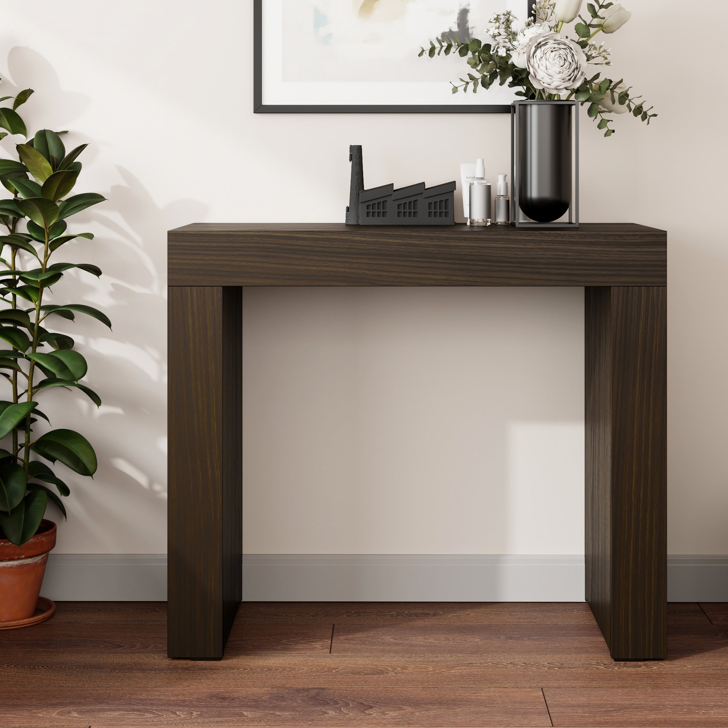 Consolle Ingresso Evolution 90x40, Noce Scuro - Immagine ambientata 3