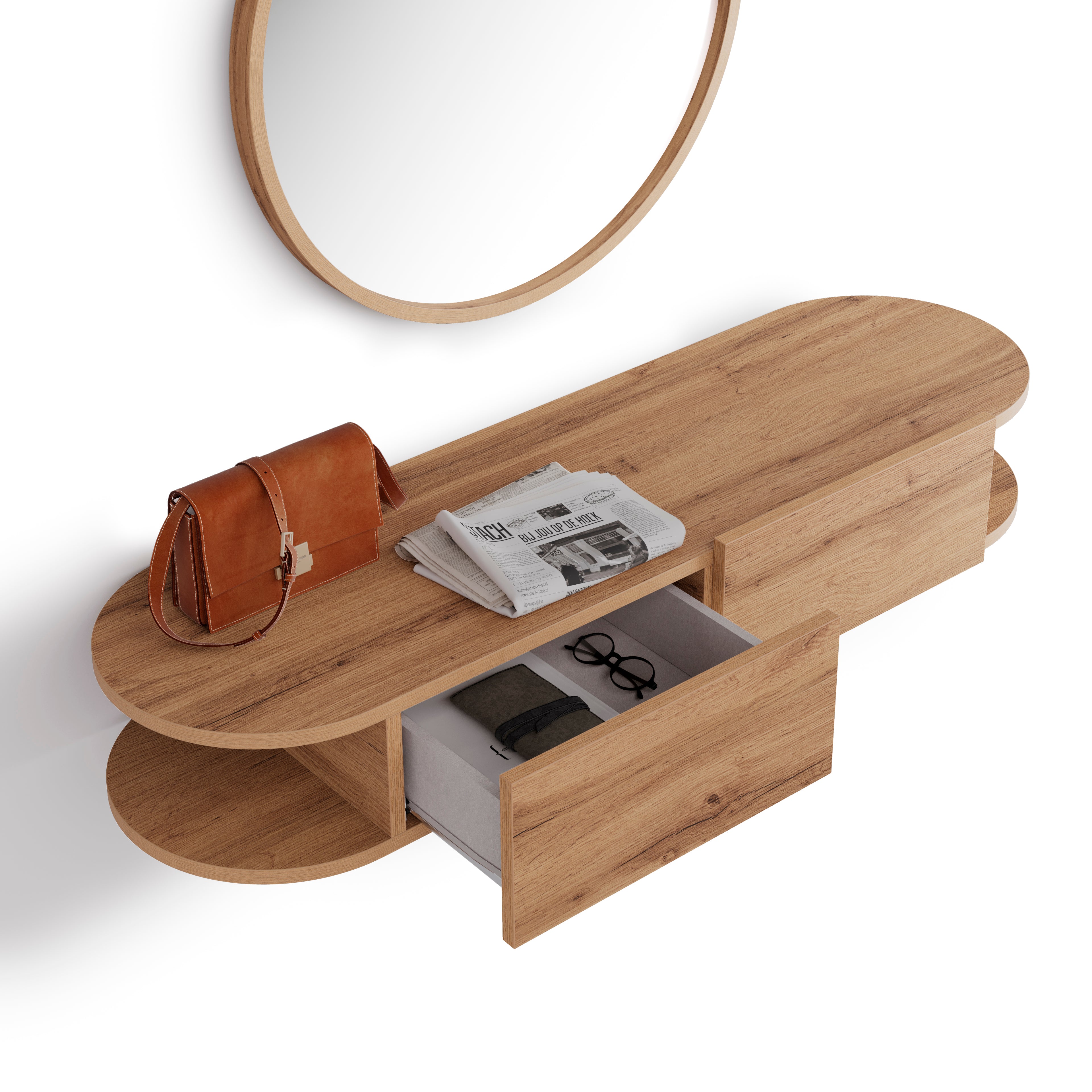 Console Murale Olivia avec 2 Tiroirs, Bois Rustique - Detail image 2