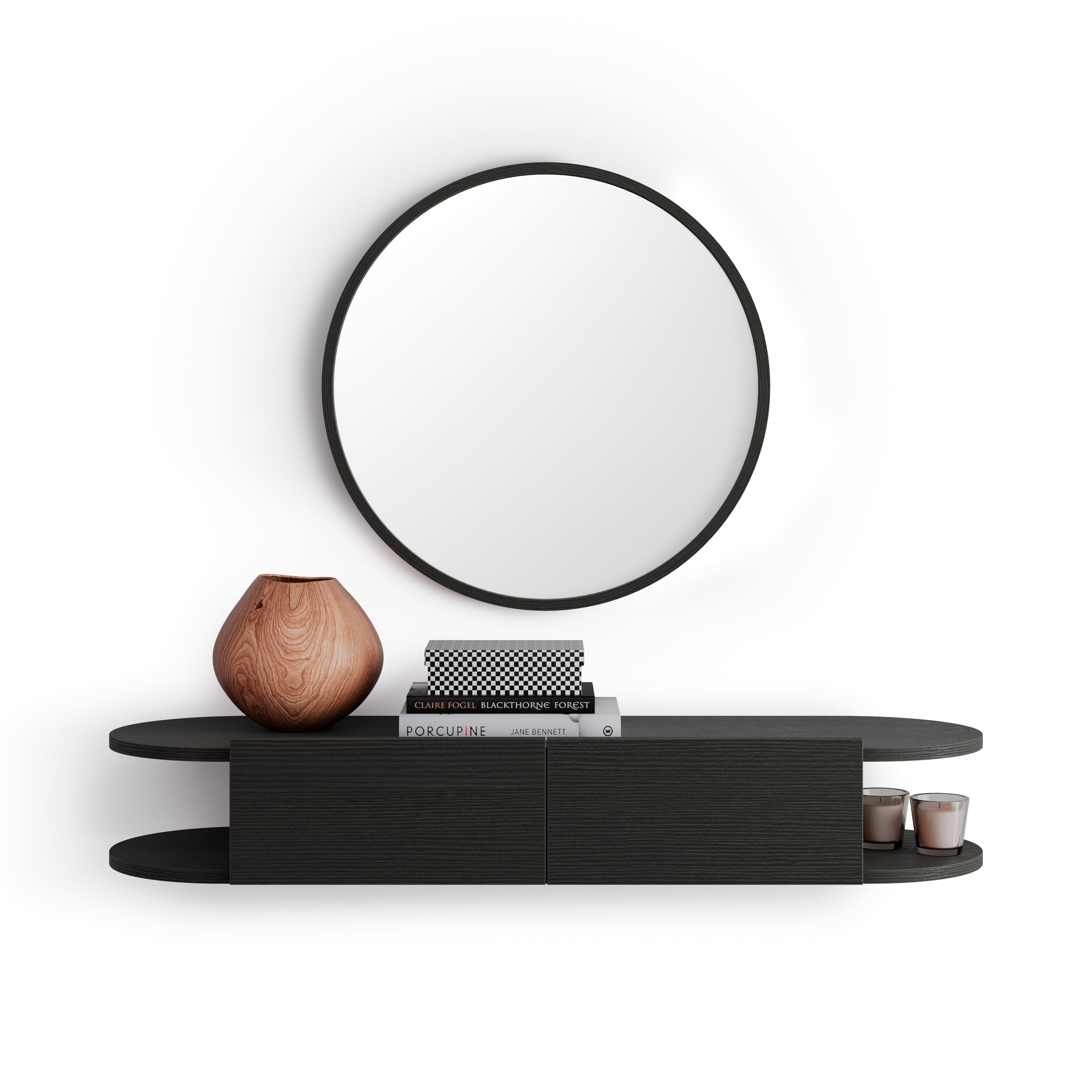 Wall Mounted Console Table Olivia with 2 drawers, Ashwood Black - Detail image 2