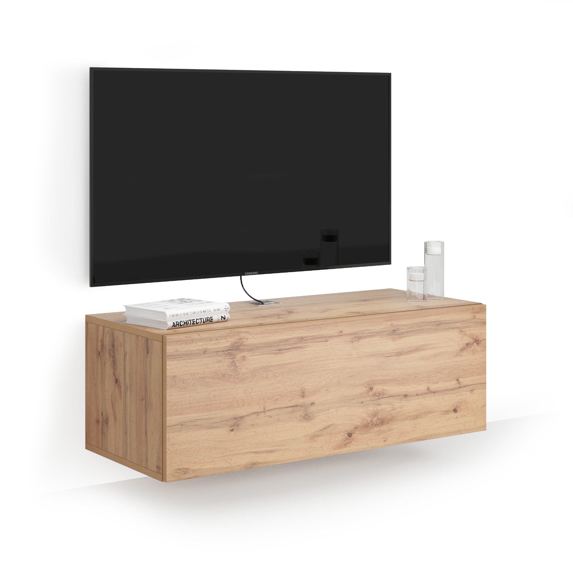 tv wandmeubel easy met lade rustiek eiken - Main image