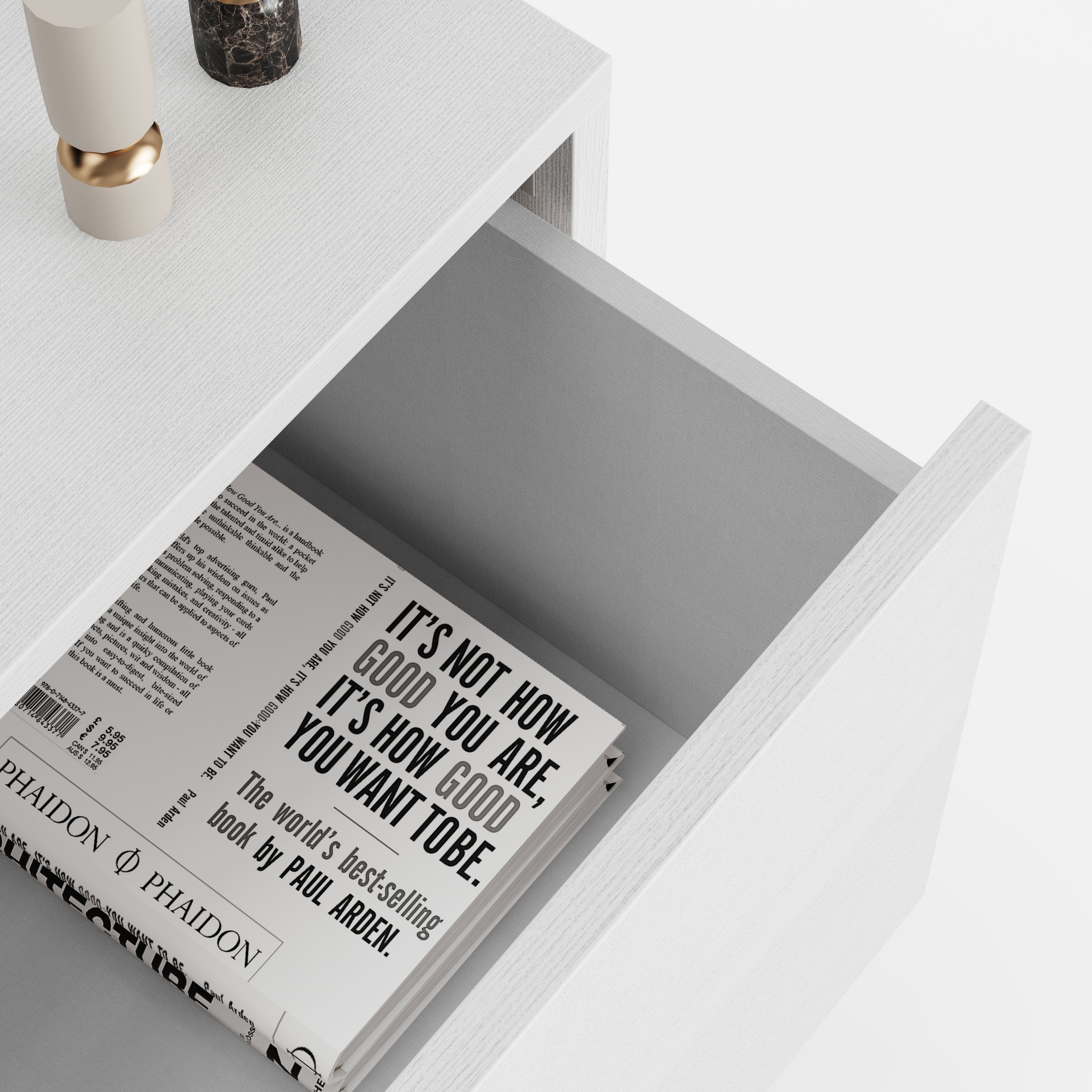 Porta Tv sospeso Iacopo Con Cassetto, Bianco Frassino - Immagine dettaglio 2