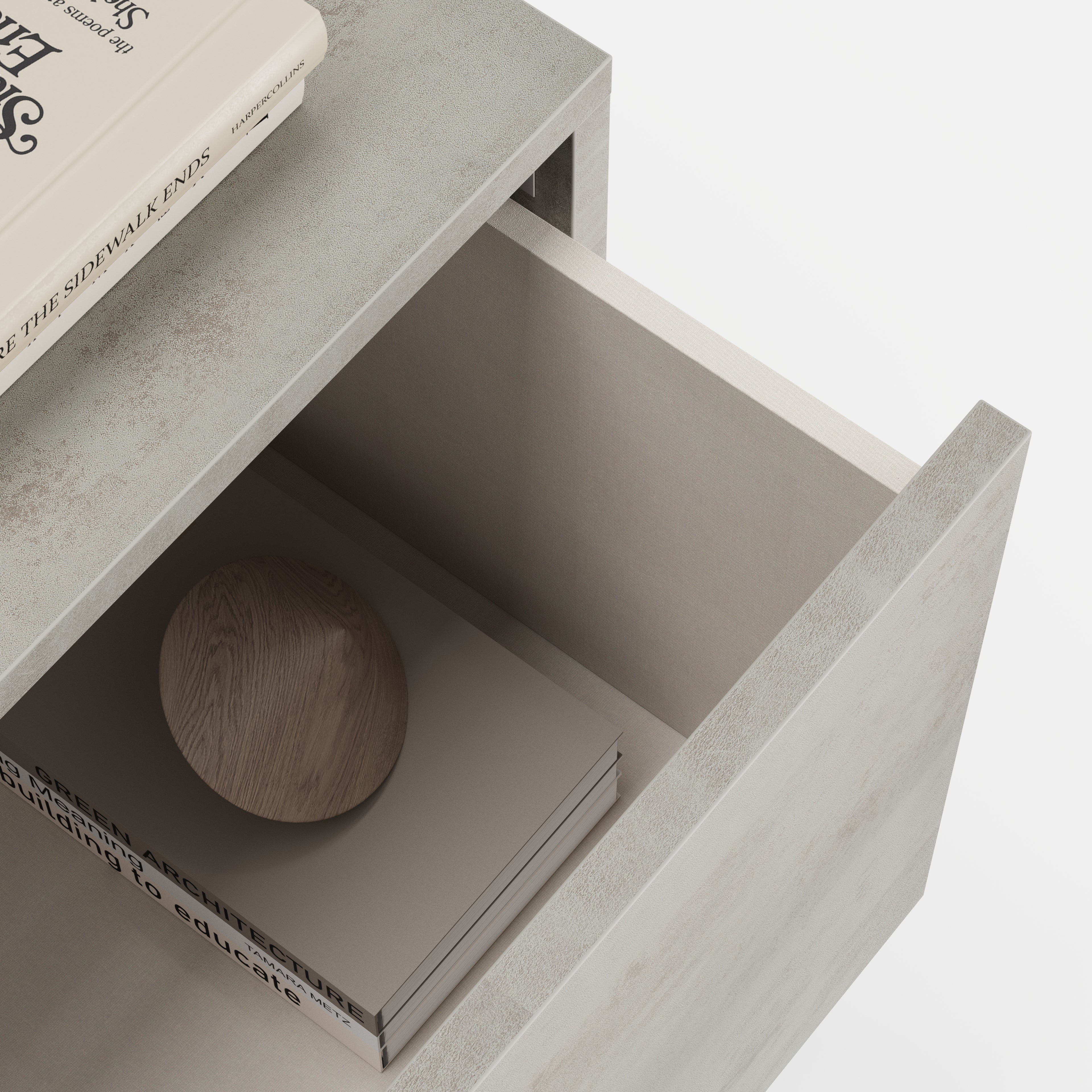 Porta Tv sospeso Iacopo Con Cassetto, Grigio Cemento - Immagine dettaglio 3