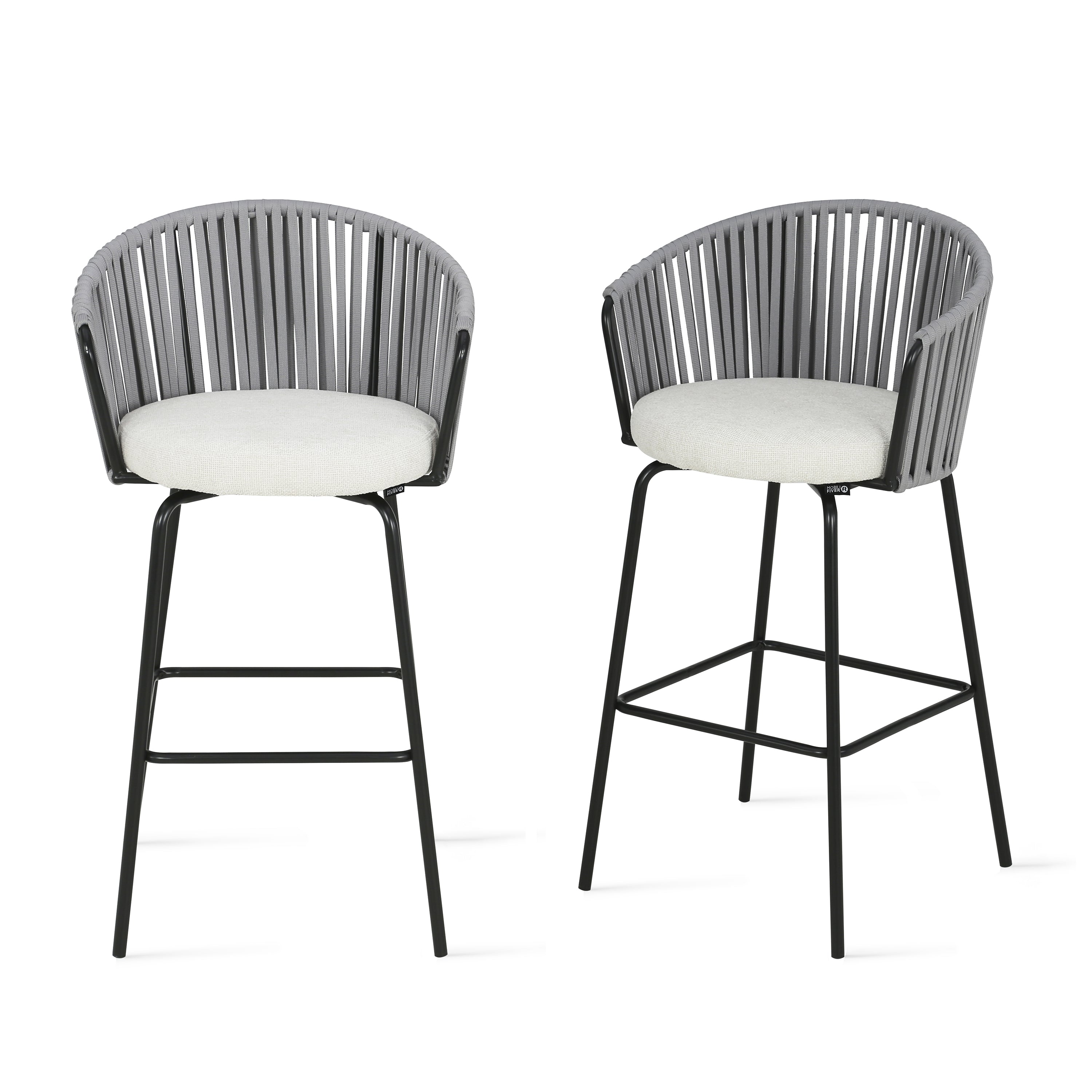 Anna Fabric Stools, Set of 2, Cream White