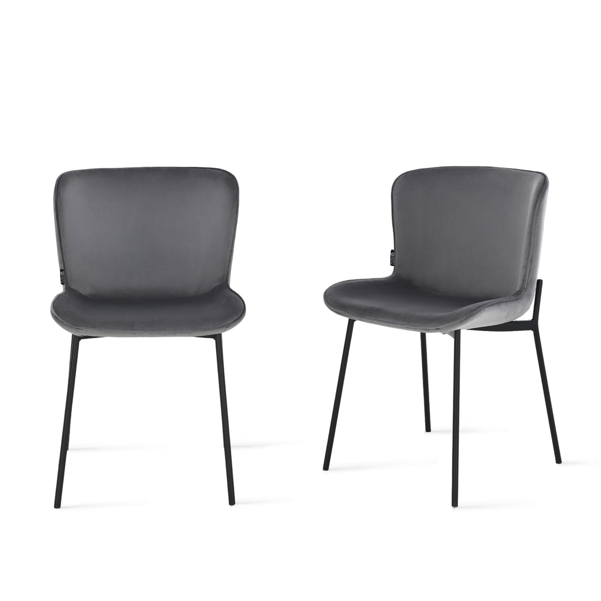 Ambra Velvet Chairs, Set of 2, Anthracite
