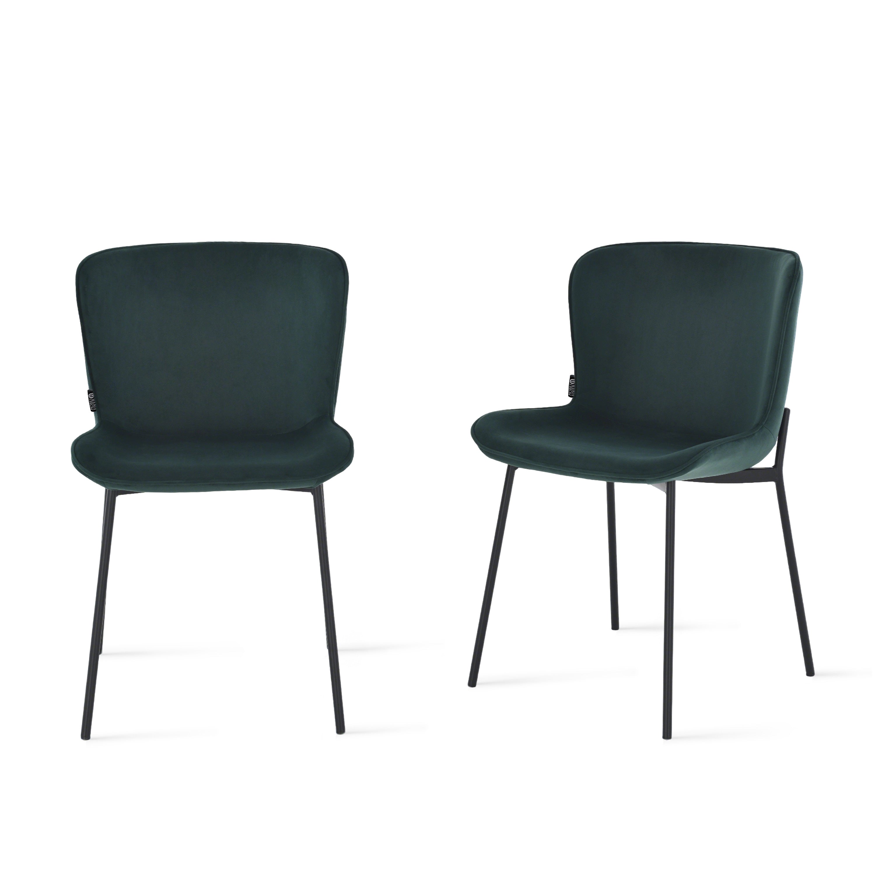 Sedie in velluto Ambra, Set da 2, Verde Smeraldo