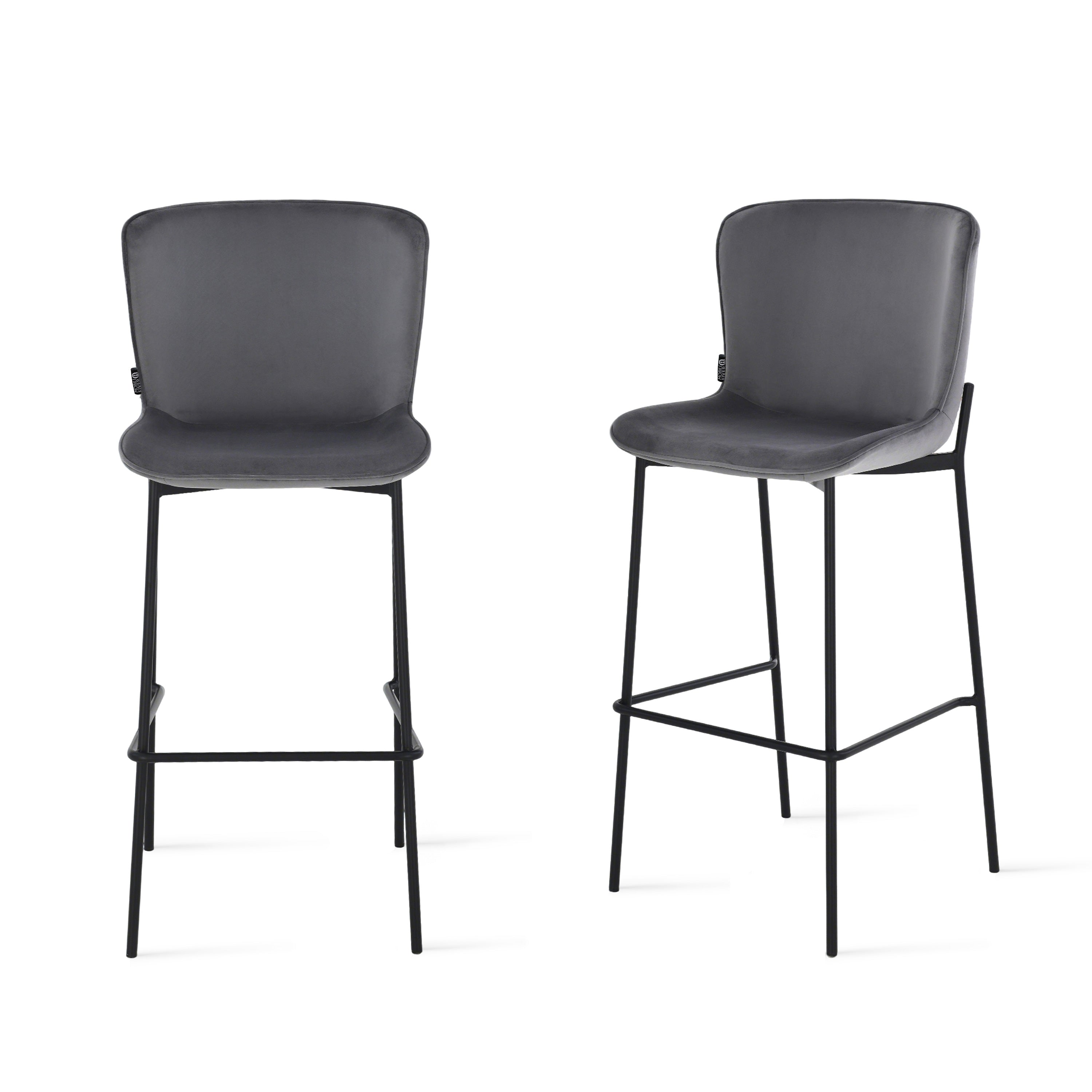 Ambra Velvet Stools, Set of 2, Anthracite
