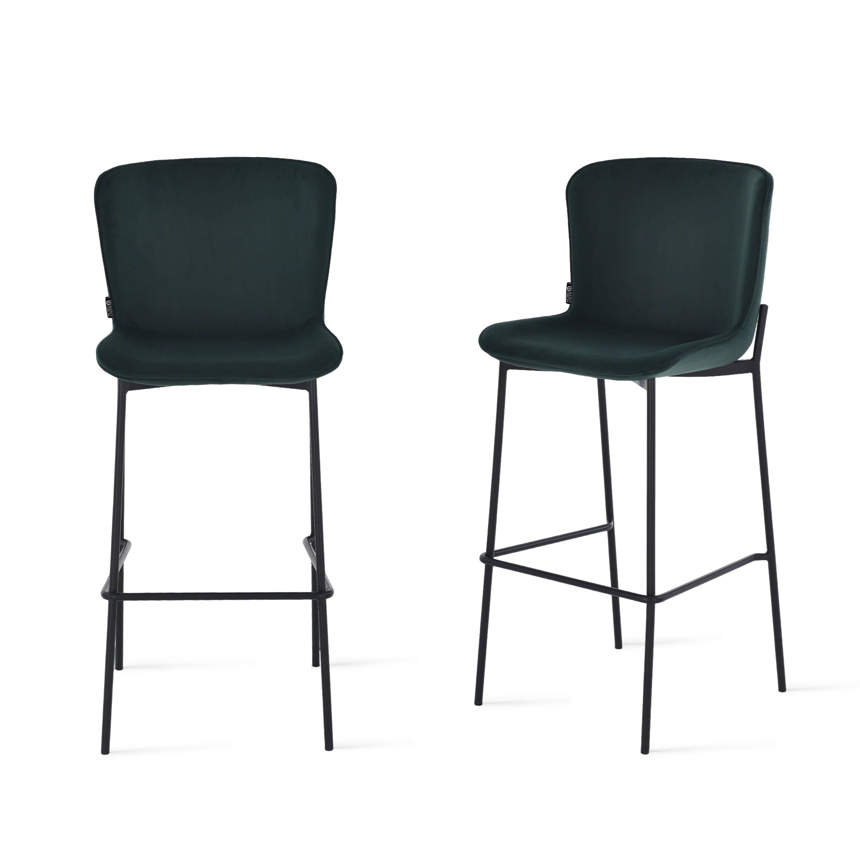 Banquetas de veludo Ambra, Conjunto de 2, Verde Esmeralda - Imagem principal