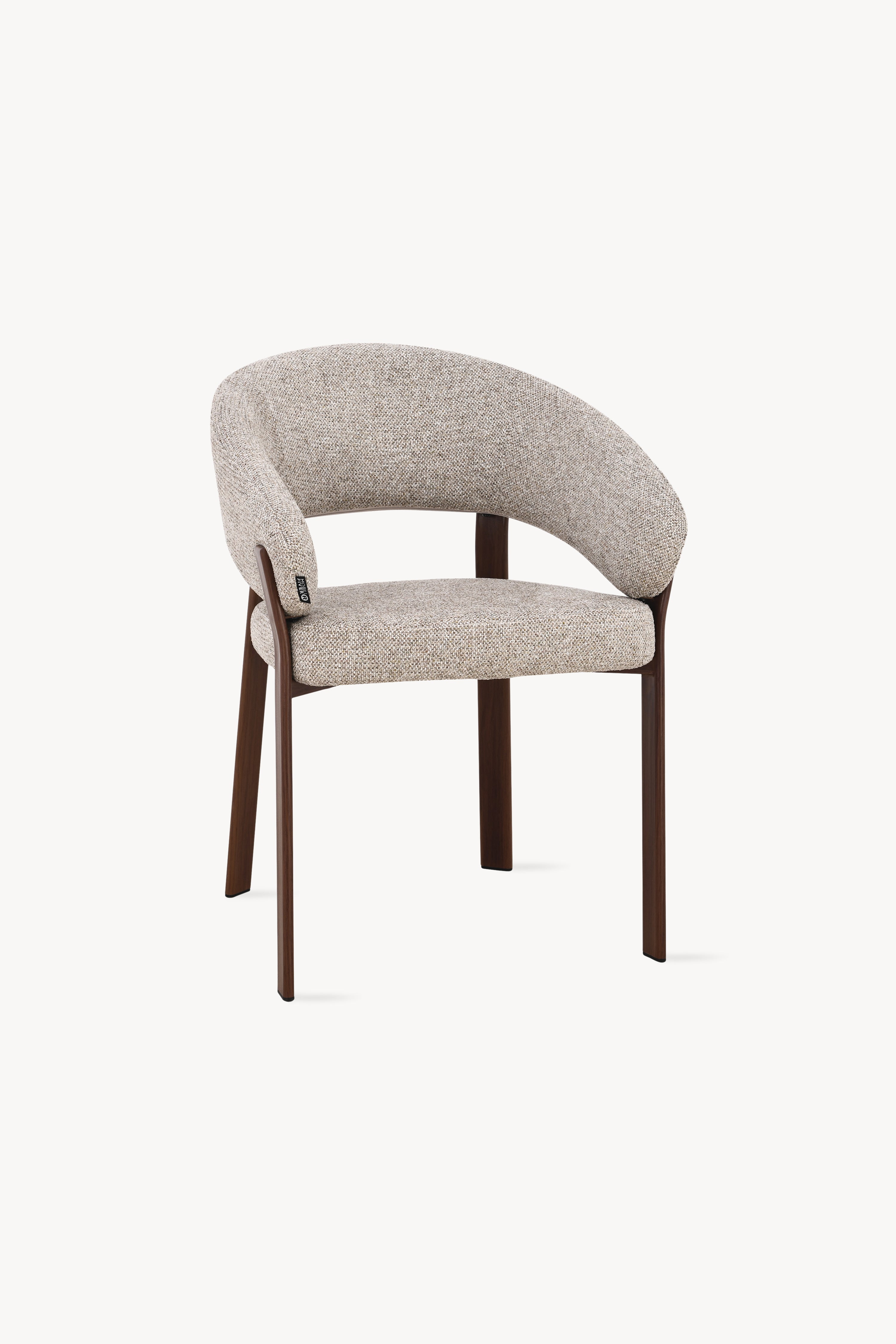 Chaises en tissu Angela, Lot de 2, Beige avec pieds en métal finition bois foncé - Image de détail 2