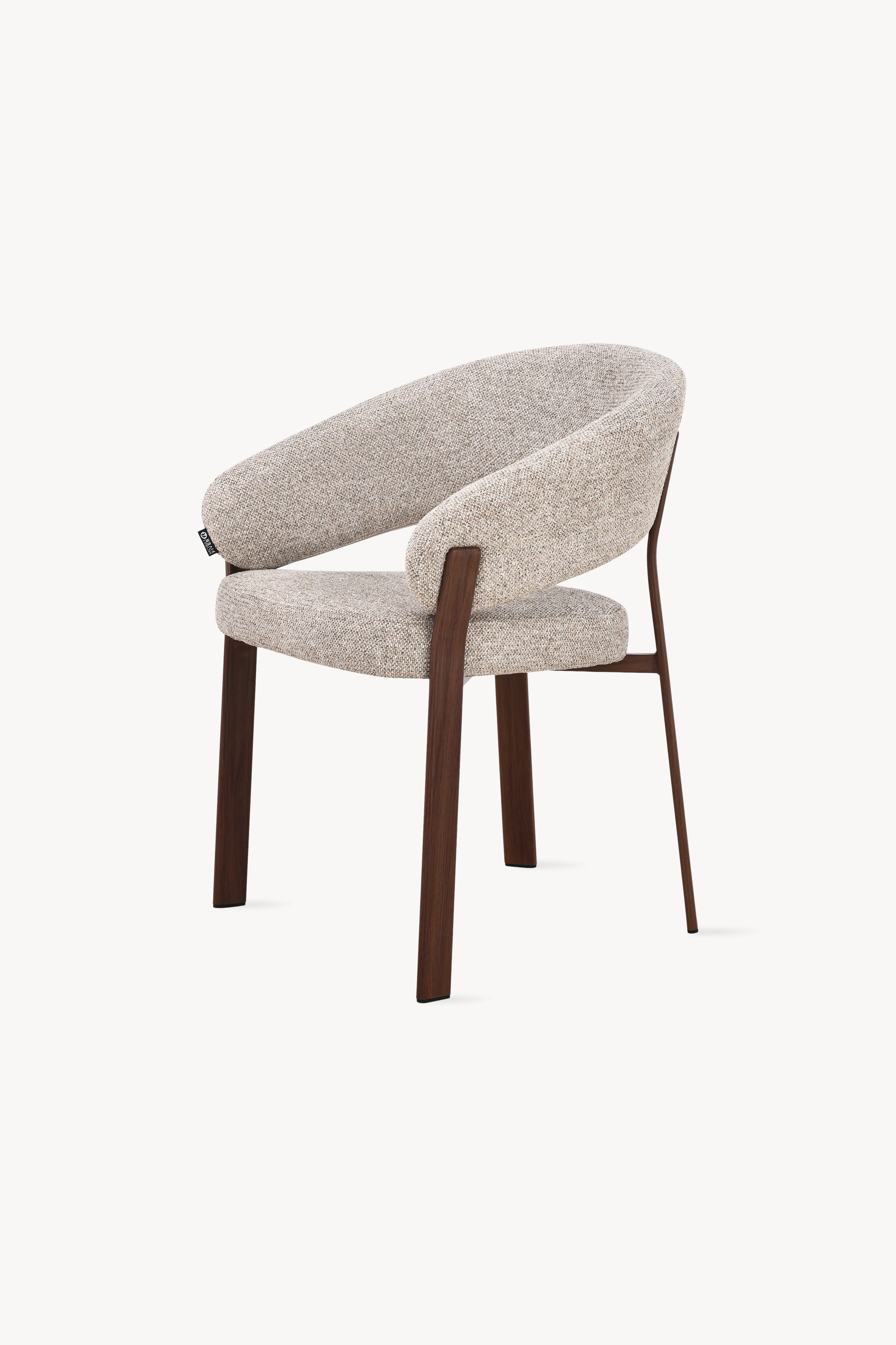 Chaises en tissu Angela, Lot de 2, Beige avec pieds en métal finition bois foncé - Image de détail 6
