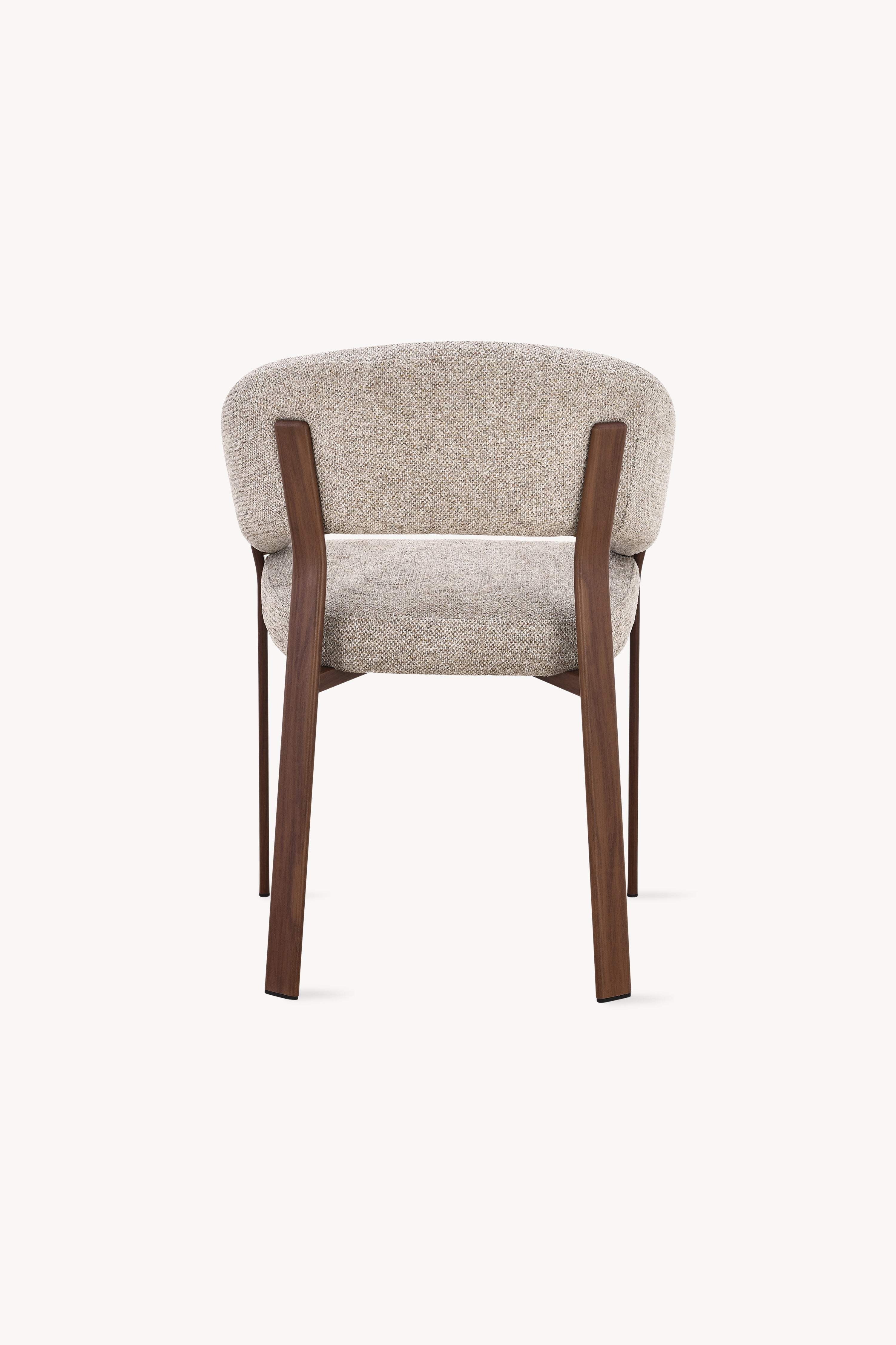 Chaises en tissu Angela, Lot de 2, Beige avec pieds en métal finition bois foncé - Image de détail 10