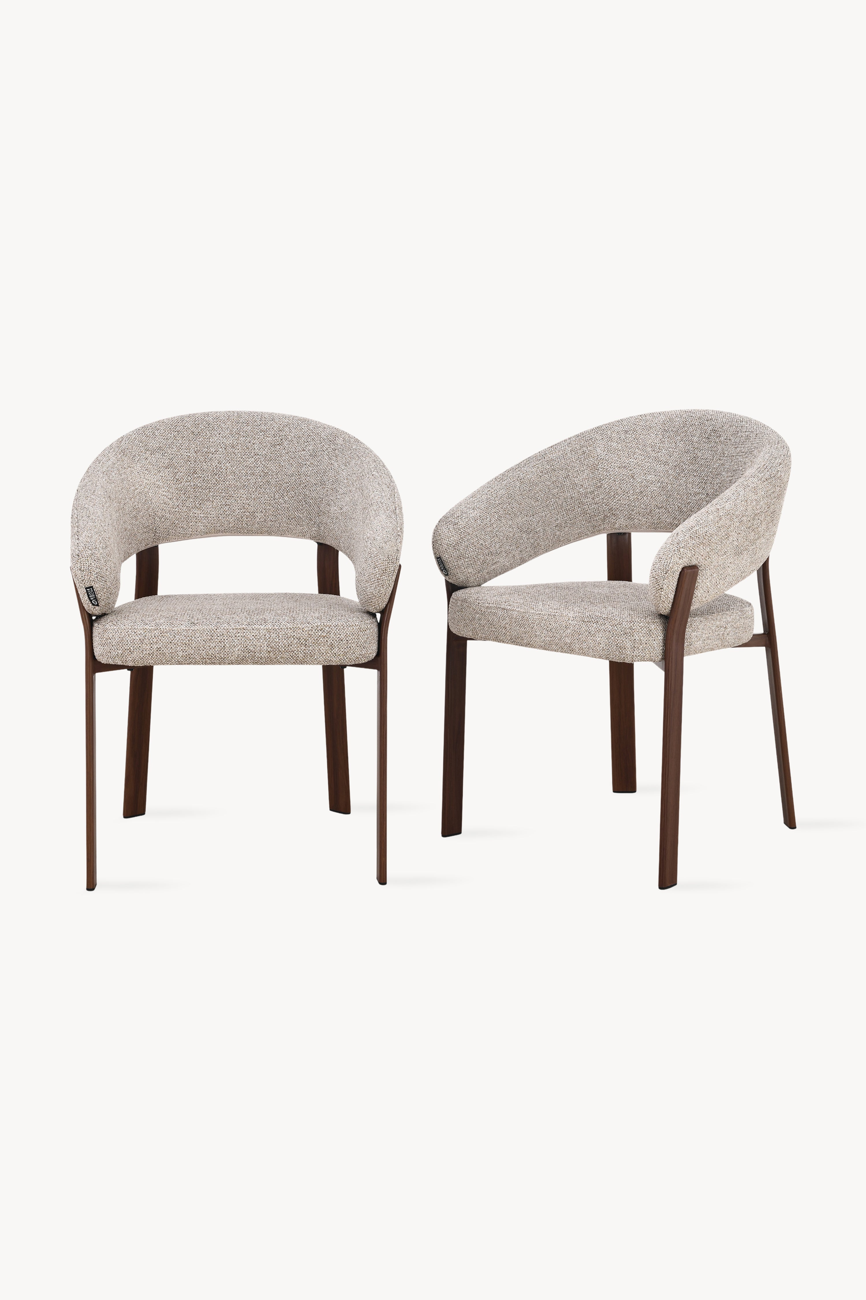 Angela Fabric Chairs, Set of 2, Beige with Dark Wood-Effect Metal Legs