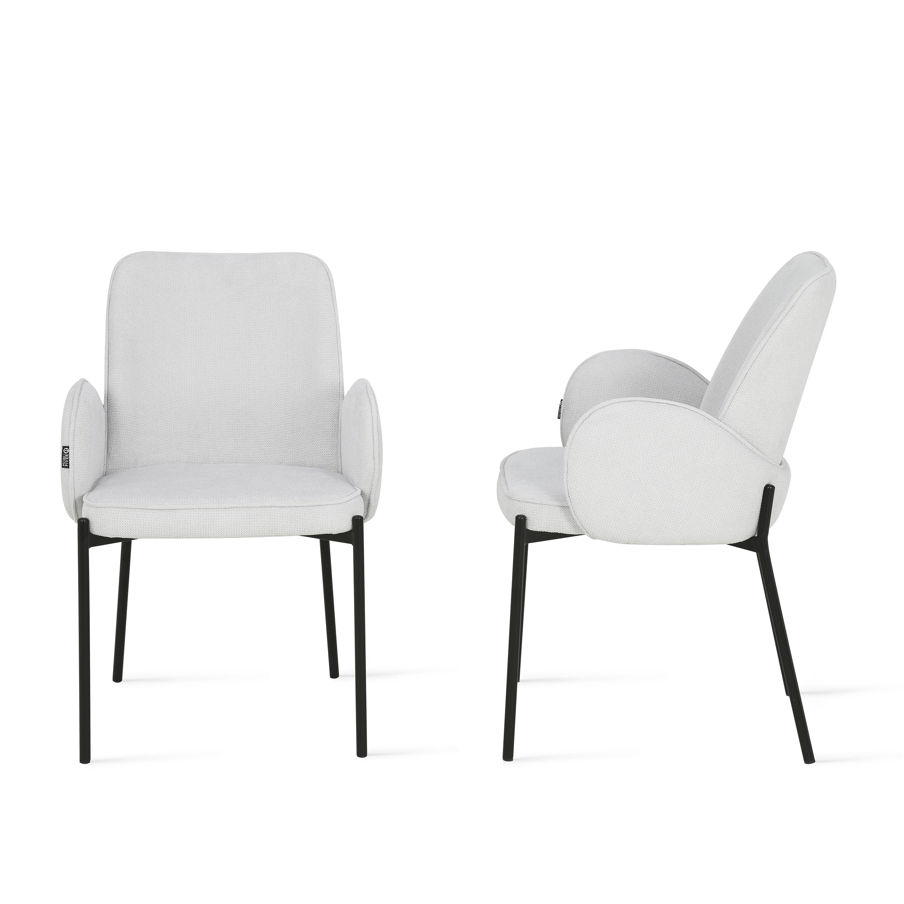 Agata Fabric Chairs, Set of 2, Ice White - Detail image 3