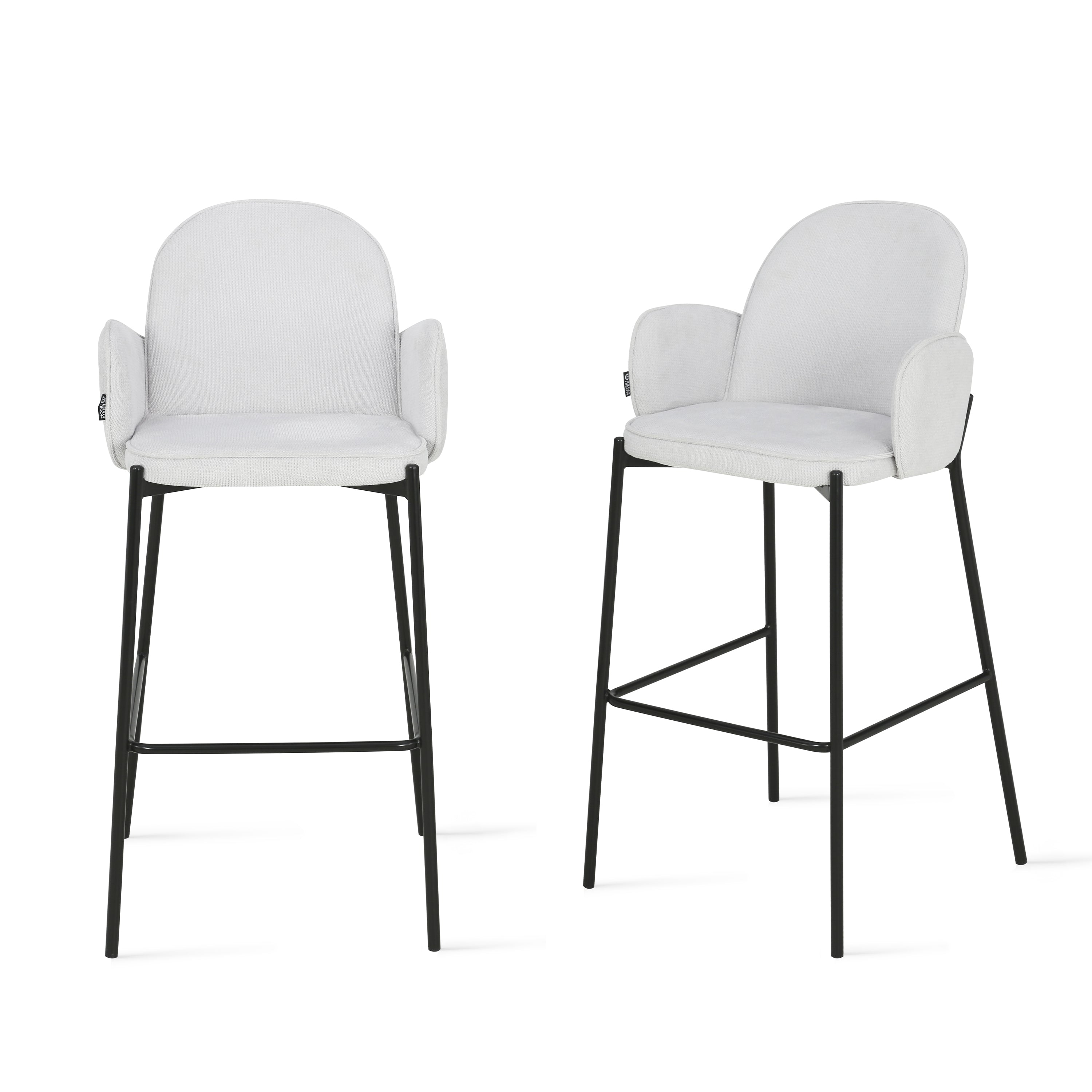 Agata Fabric Stools, Set of 2, Ice White
