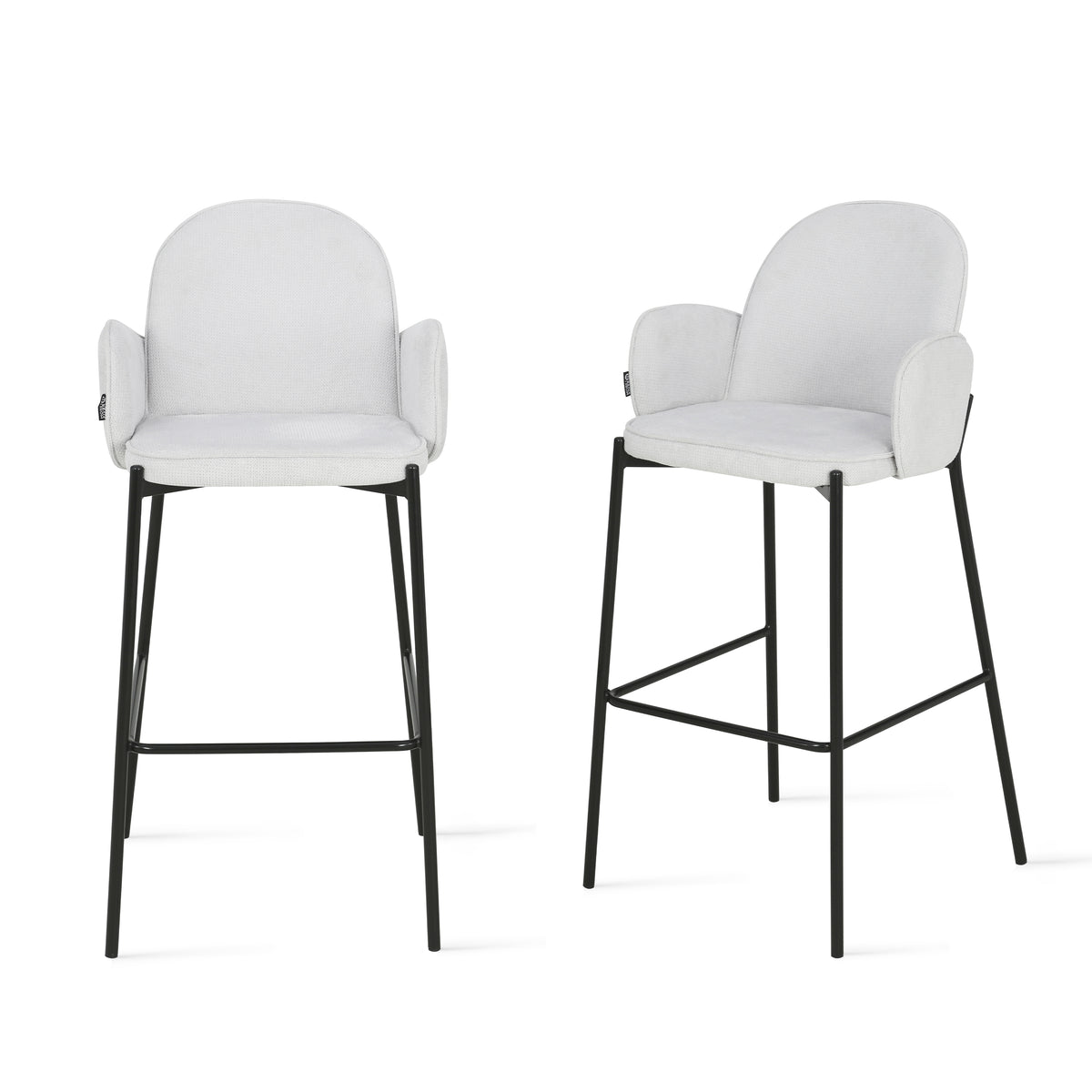 Agata Fabric Stools, Set of 2, Ice White