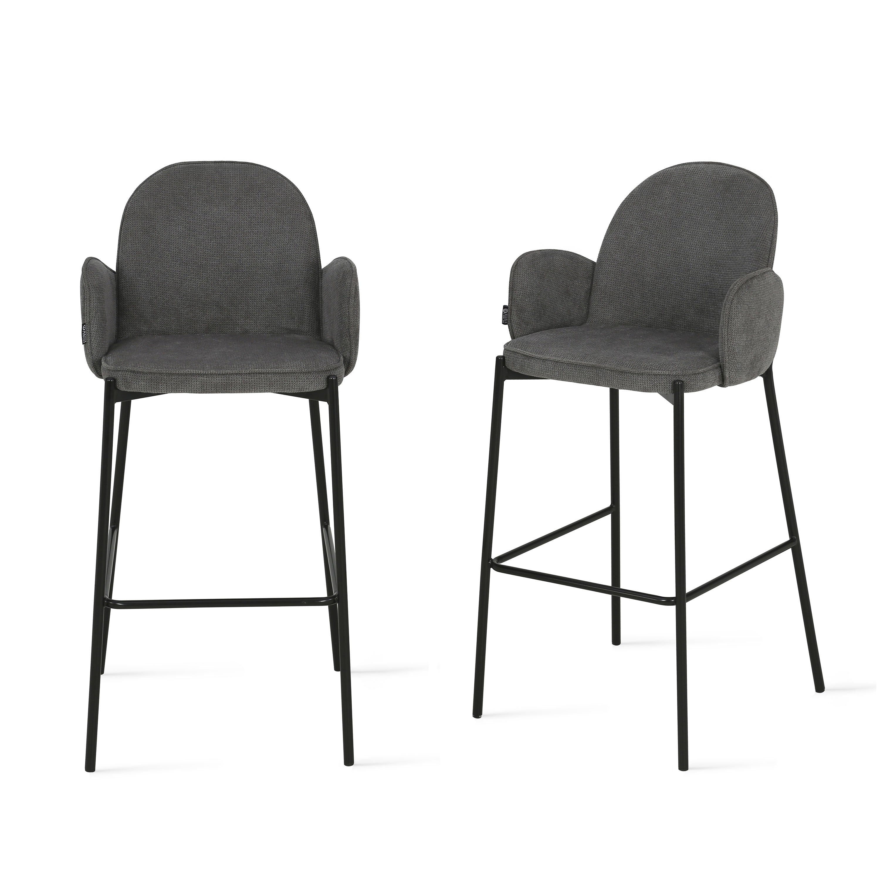 Agata Fabric Stools, Set of 2, Anthracite