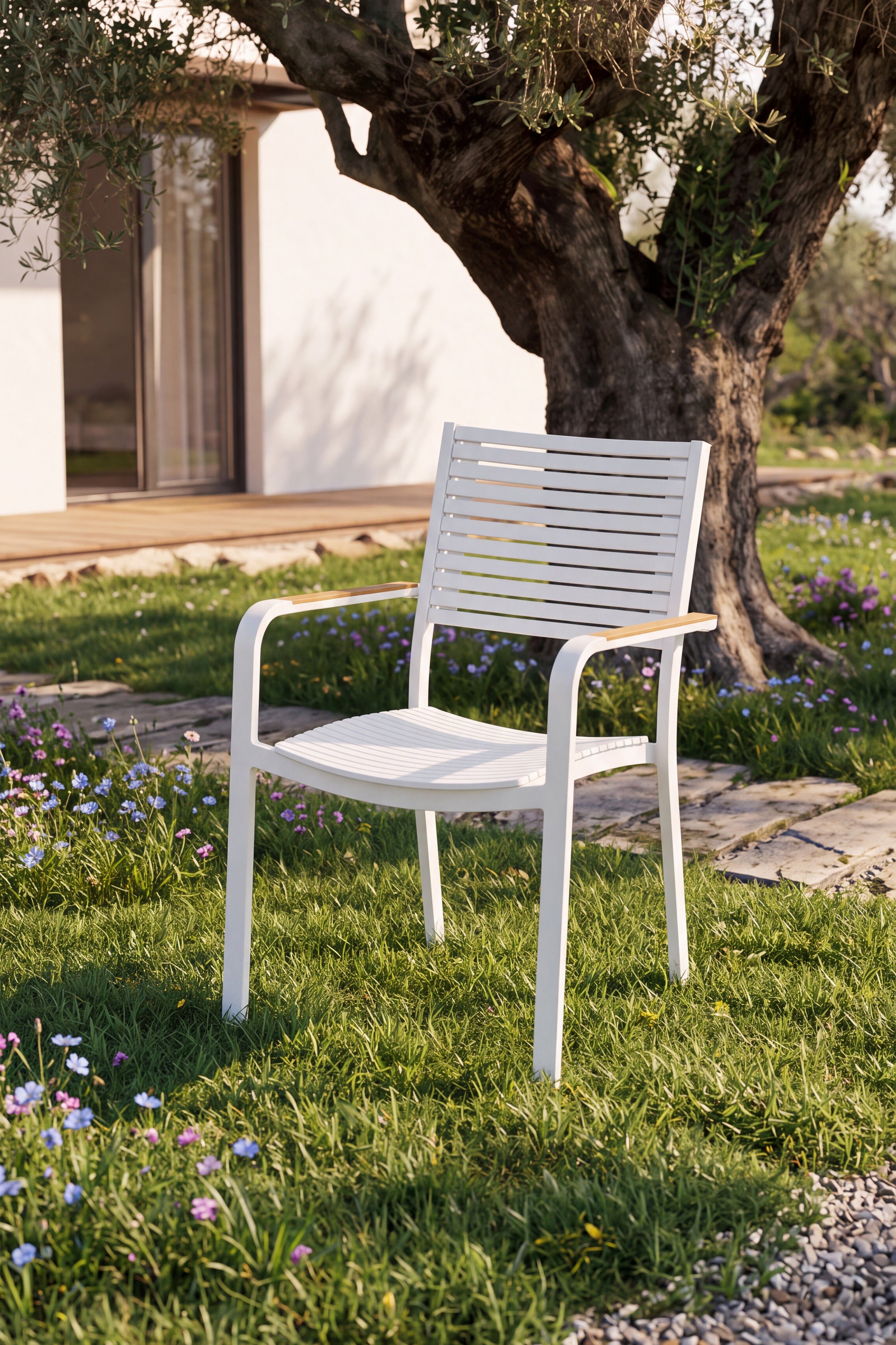 Chaises d'extérieur Aurora, lot de 6, blanc