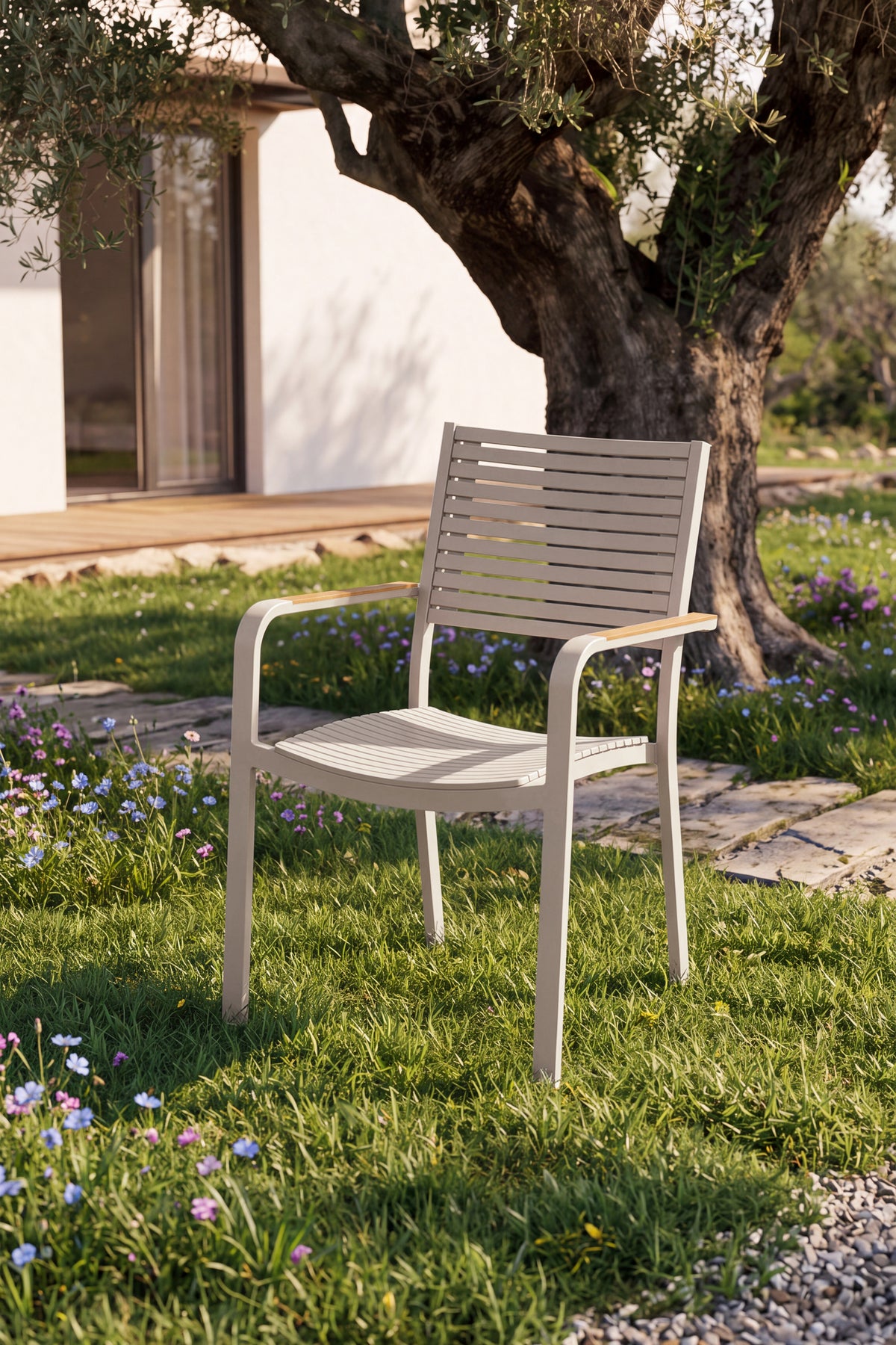 Chaises d'extérieur Aurora, lot de 6, beige et teck - Image principale