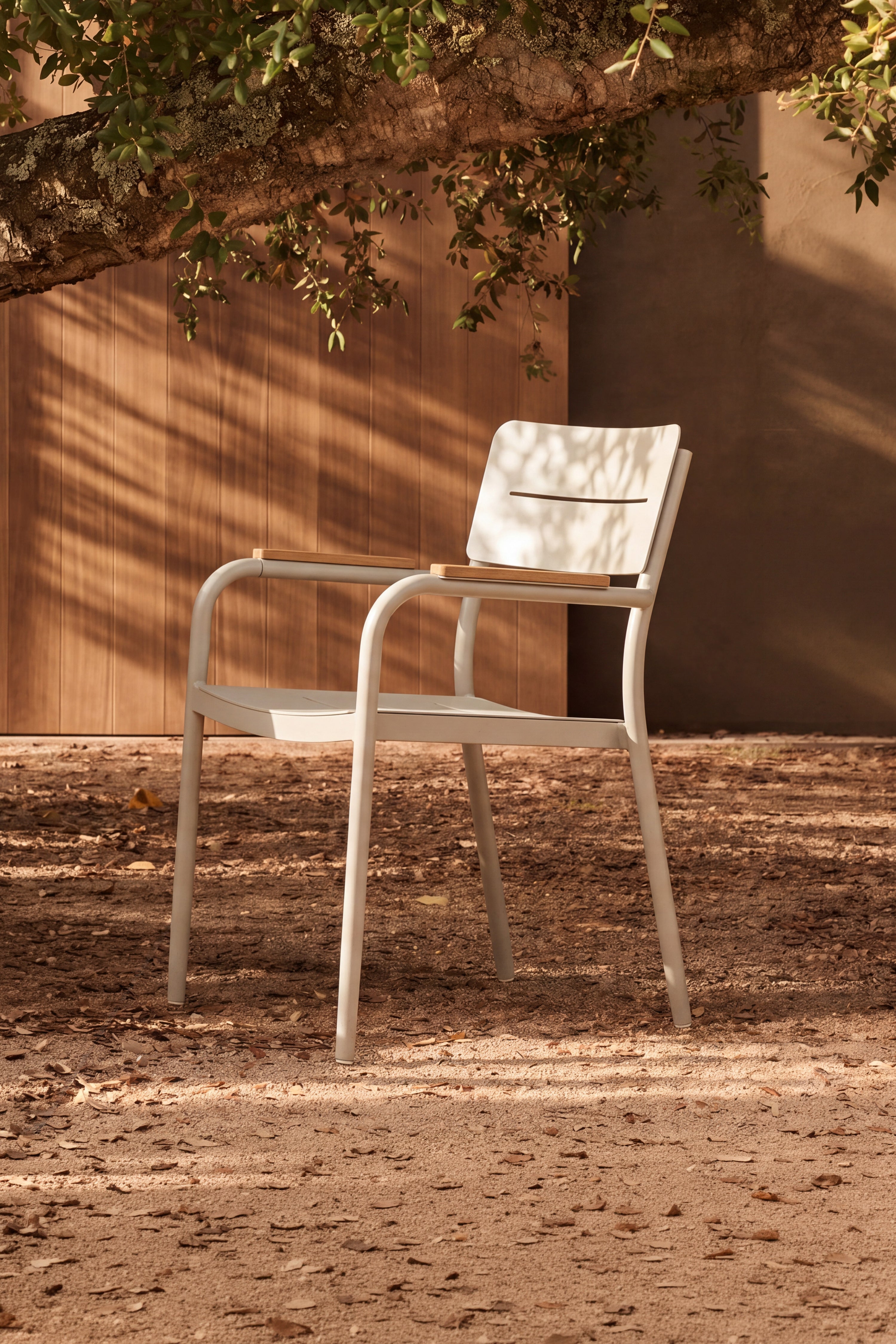 Sedie da esterno Arya, set da 6, Beige e teak - Immagine dettaglio 1
