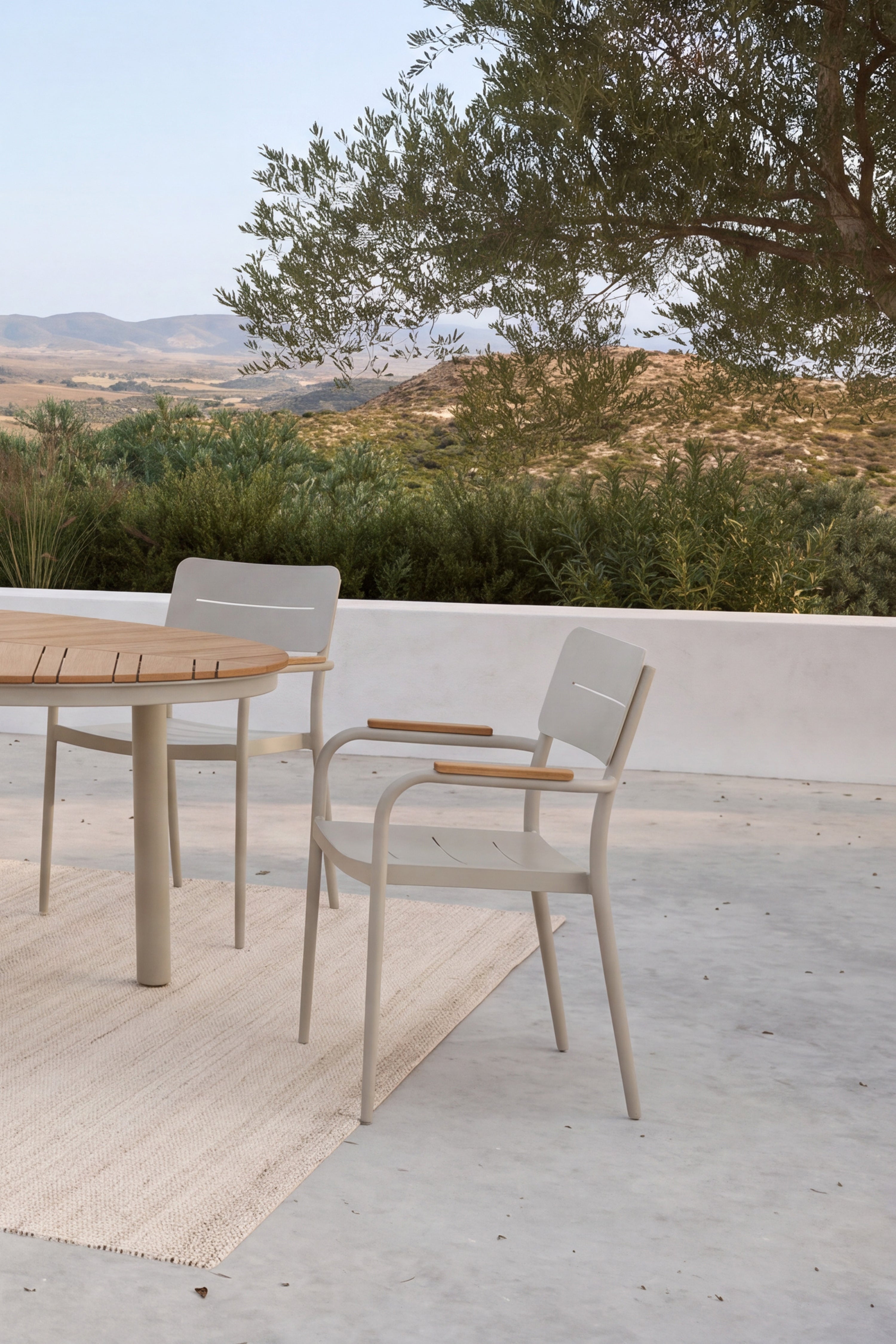 Sedie da esterno Arya, set da 6, Beige e teak - Immagine dettaglio 6