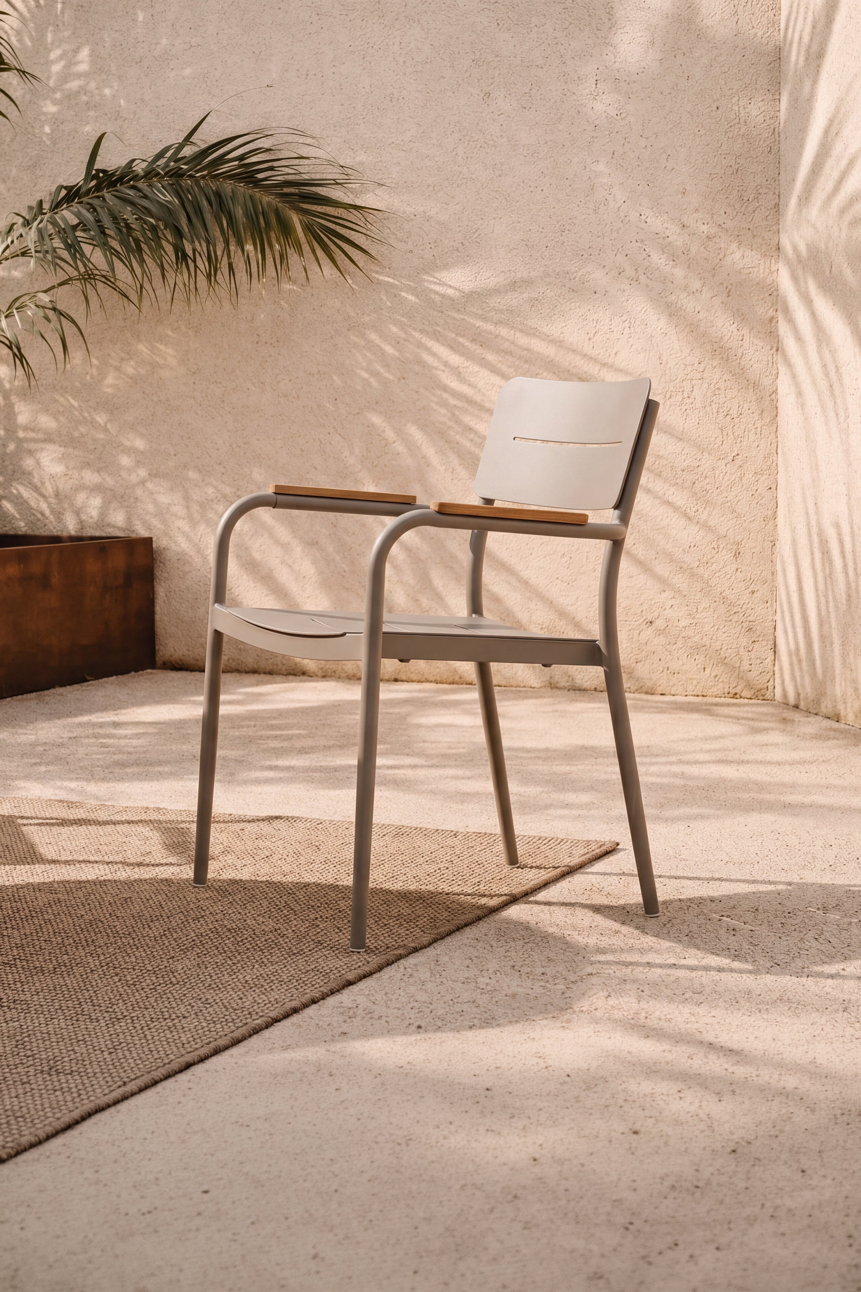 Sedie da esterno Arya, set da 6, Beige e teak - Immagine dettaglio 4