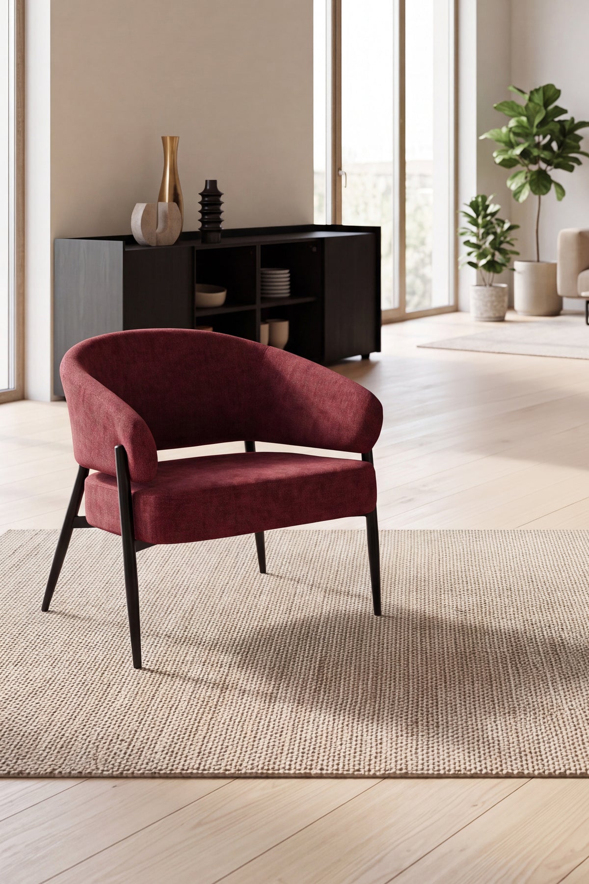 Barbara Fabric Armchair, Red - Set image 1