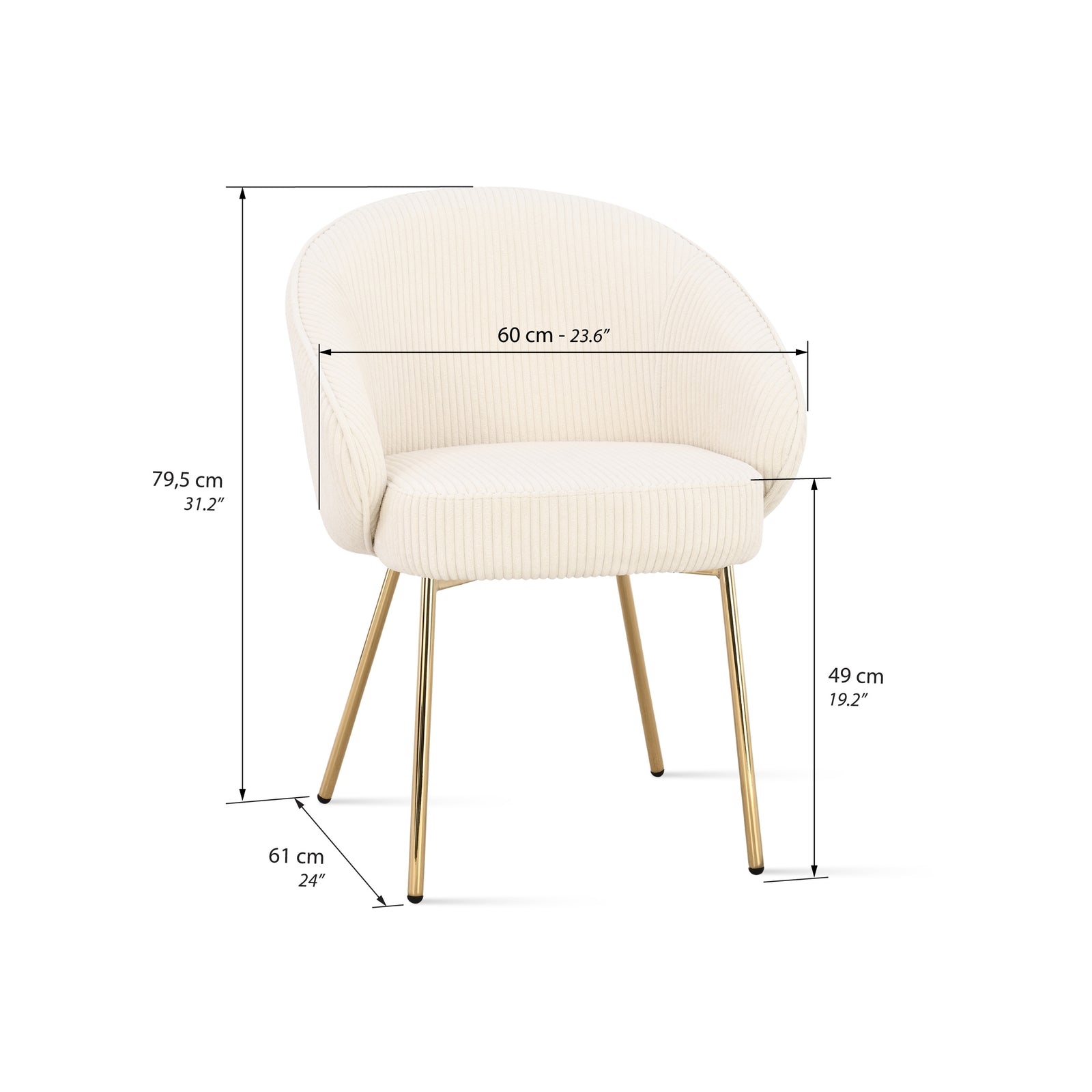 Stühle aus Stoff Beatrice, 2er-Set, Cremeweiß - Immagine tecnica 1