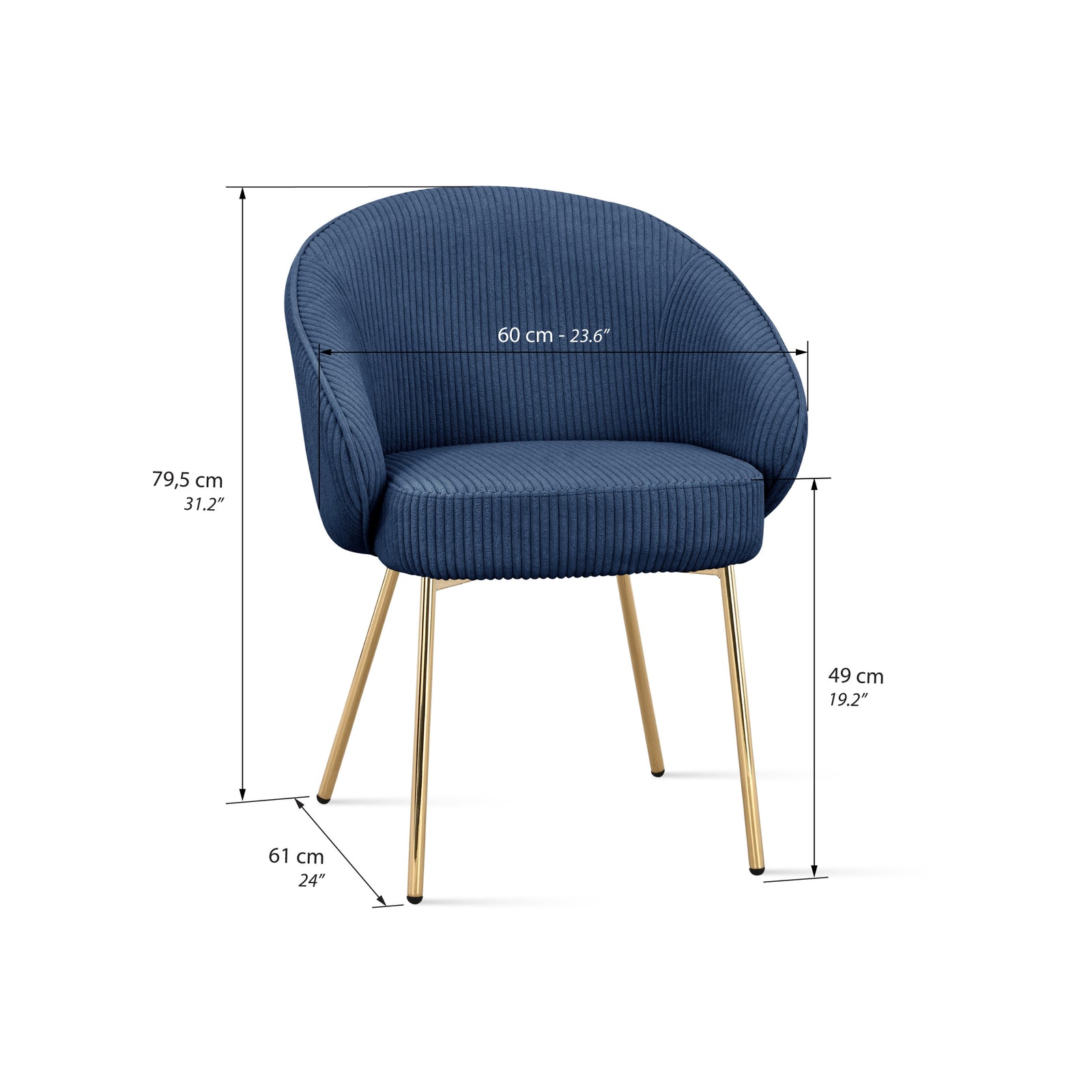 Stühle aus Stoff Beatrice, 2er-Set, Blau - Immagine tecnica 1