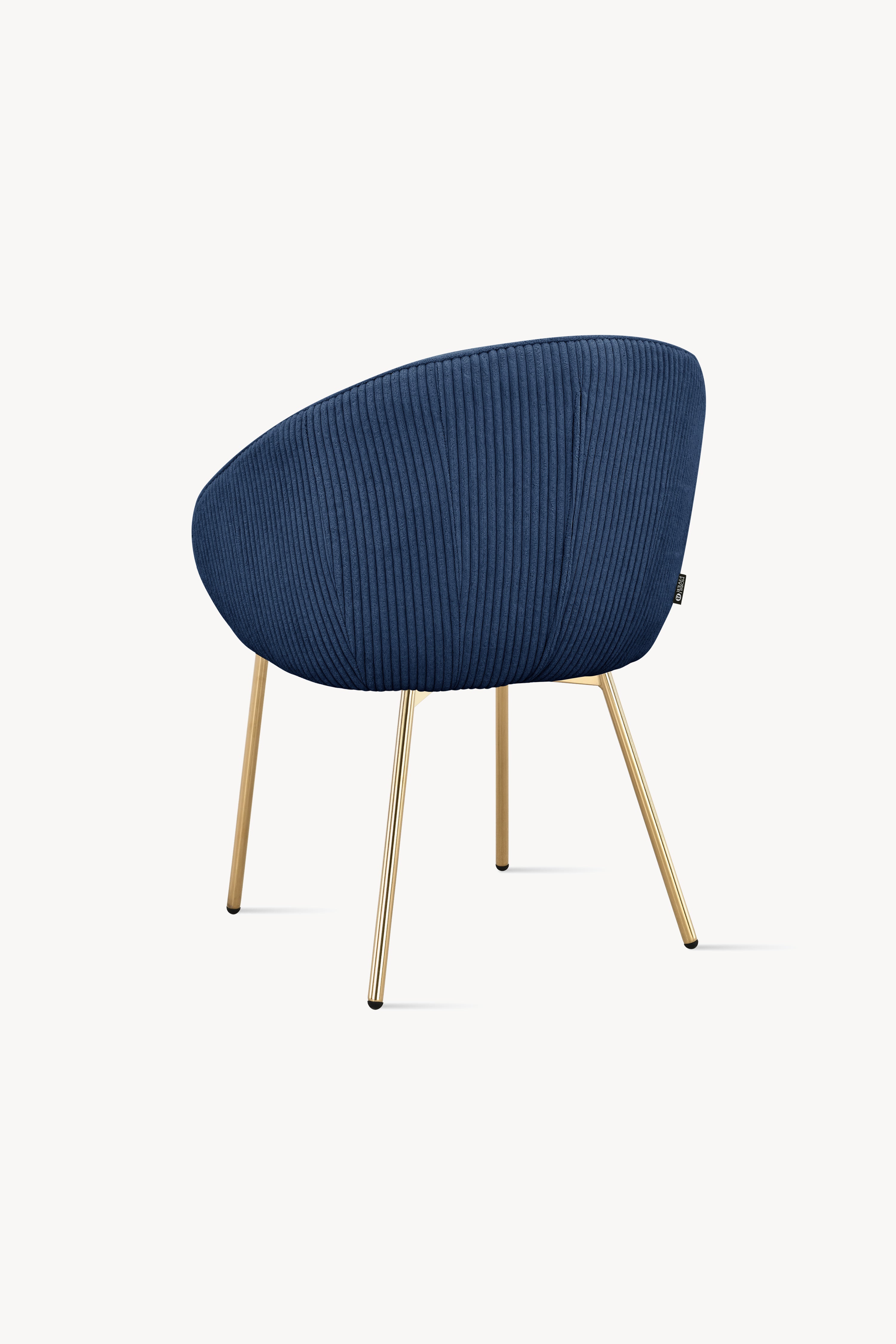 Beatrice Fabric Chairs, Set of 2, Blue Corduroy with Gold Metal Legs - Detail image 6