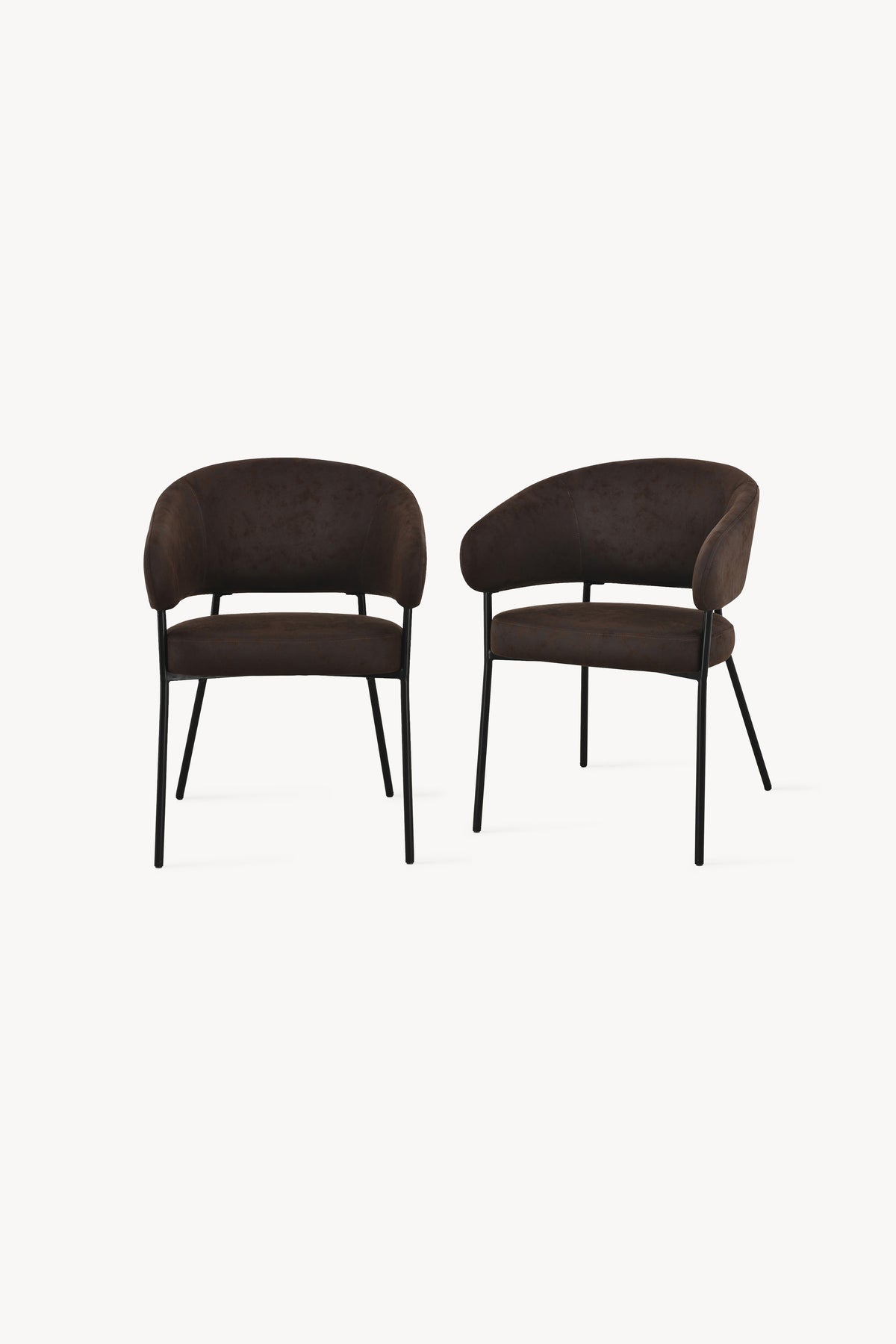 Chaises en similicuir Dallas, Lot de 2, Marron foncé - Image principale