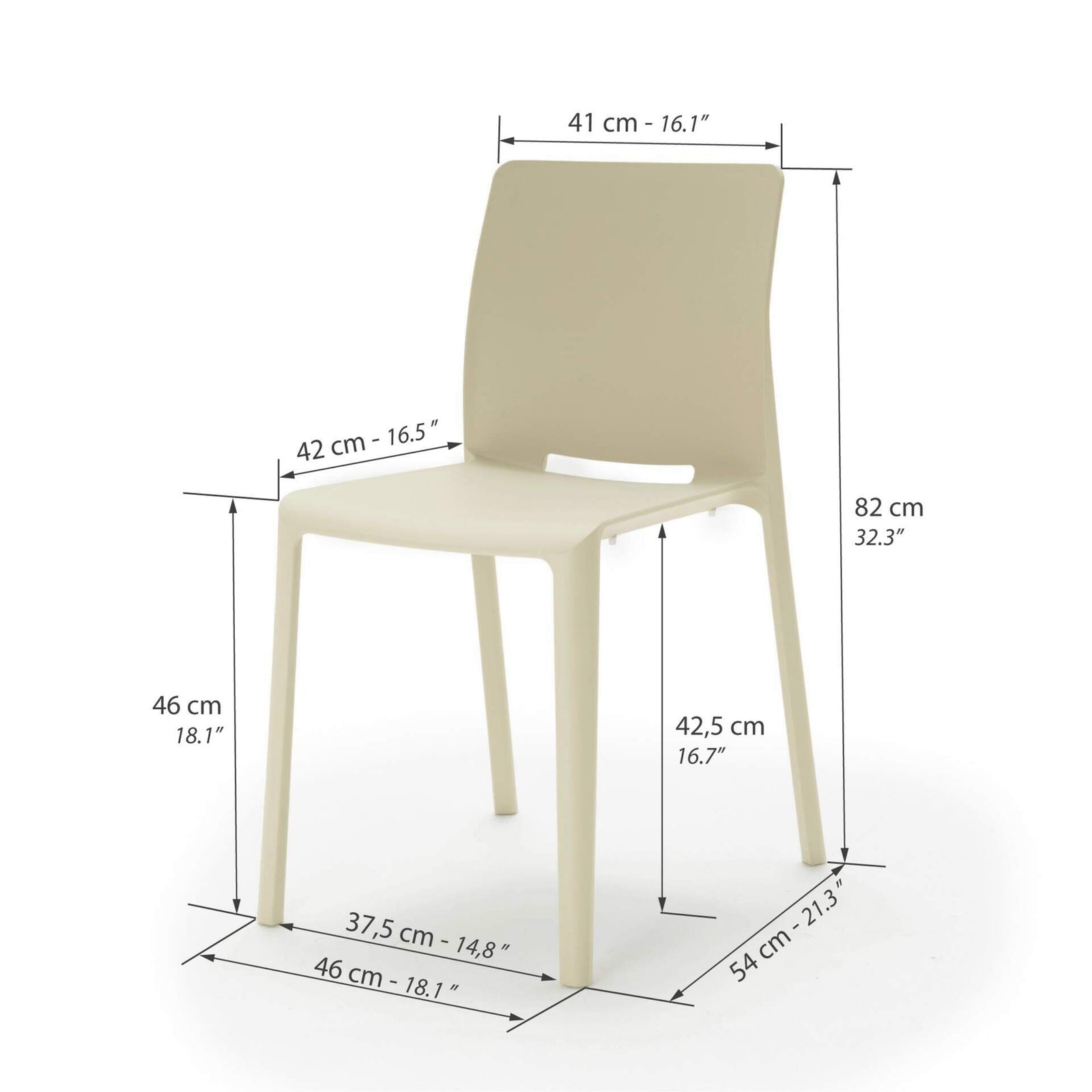 Chaises Emma, Lot de 4, Beige - Immagine tecnica 1