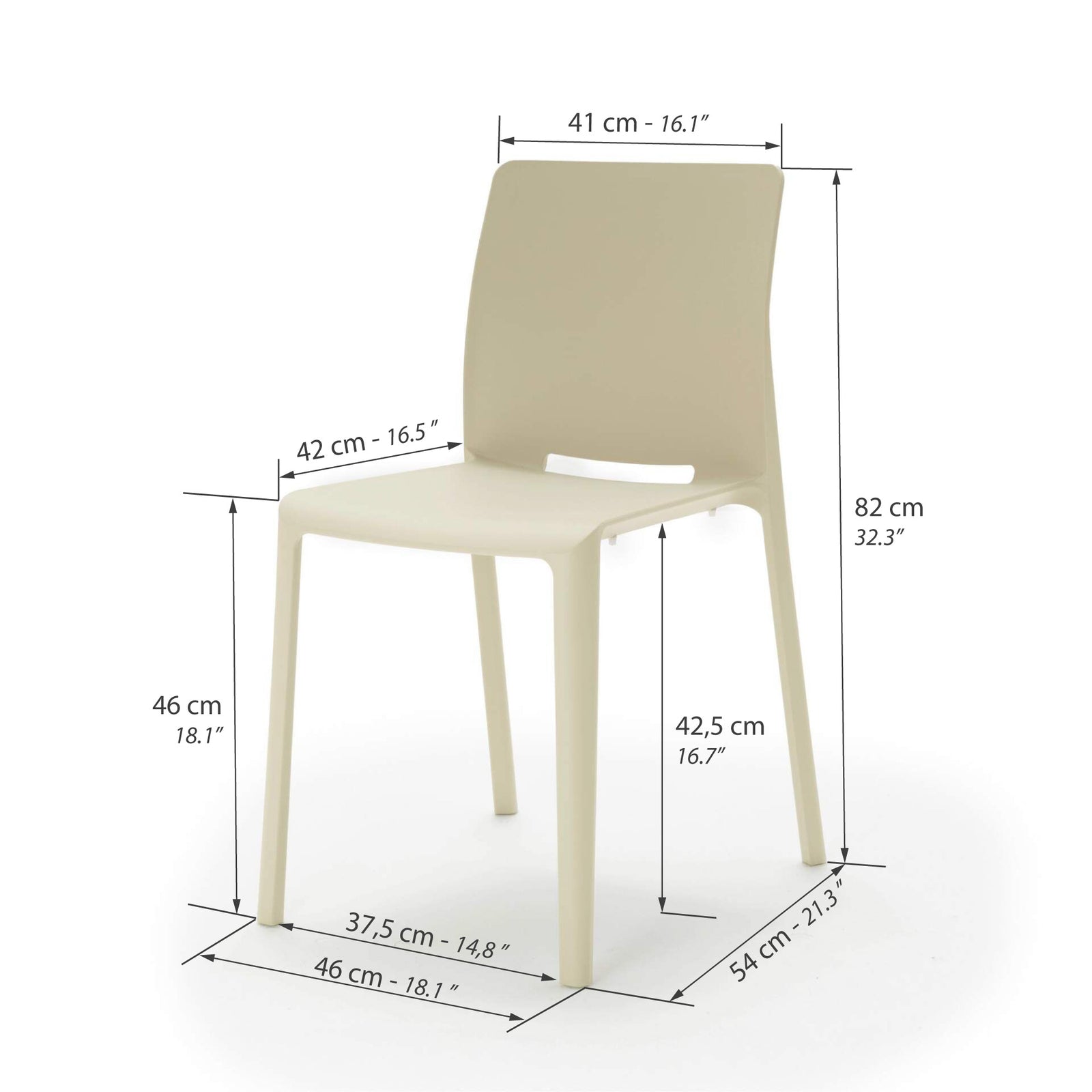 Emma Chairs, Set of 4, Beige - Immagine tecnica 1