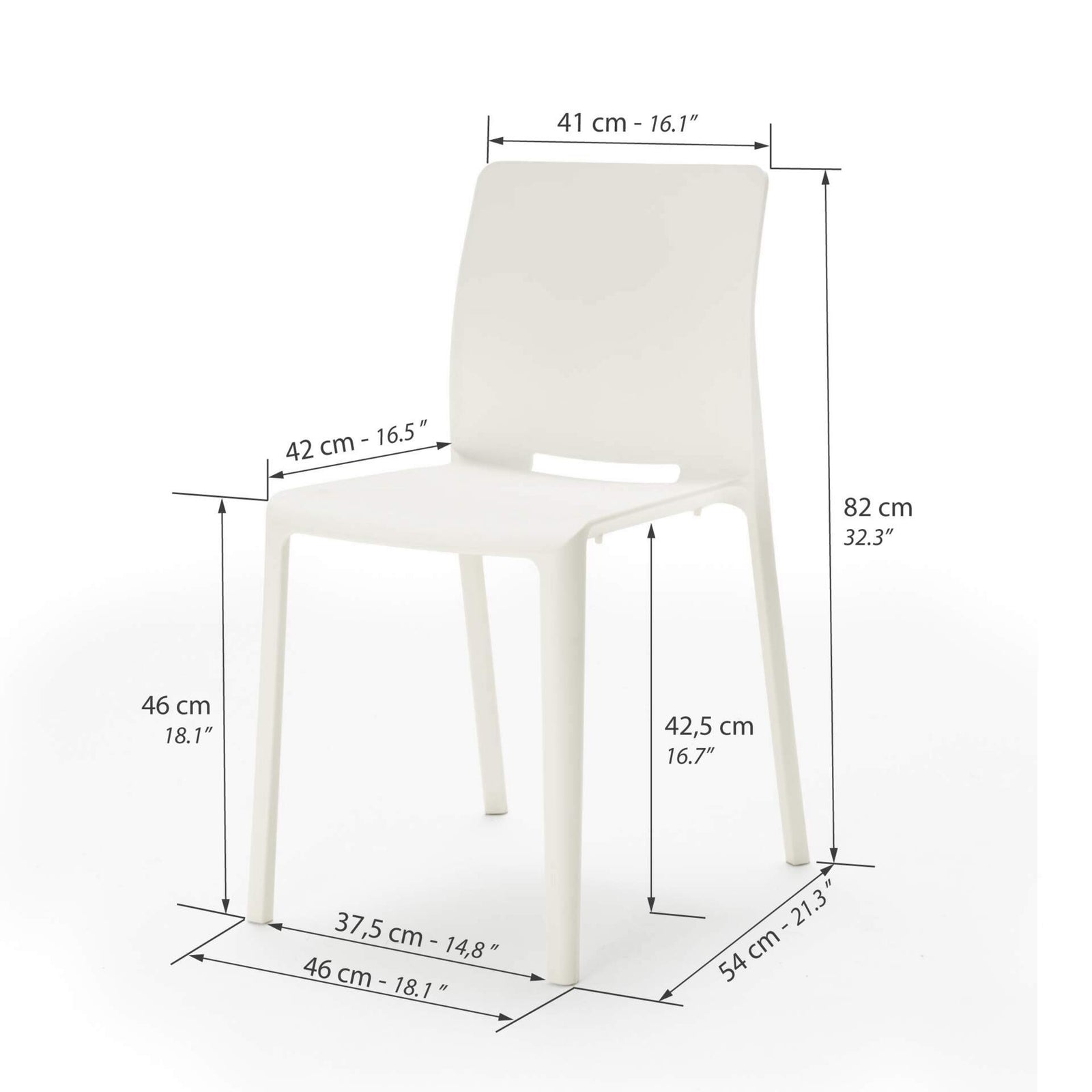 Chaises Emma, Lot de 4, Blanc - Immagine tecnica 1