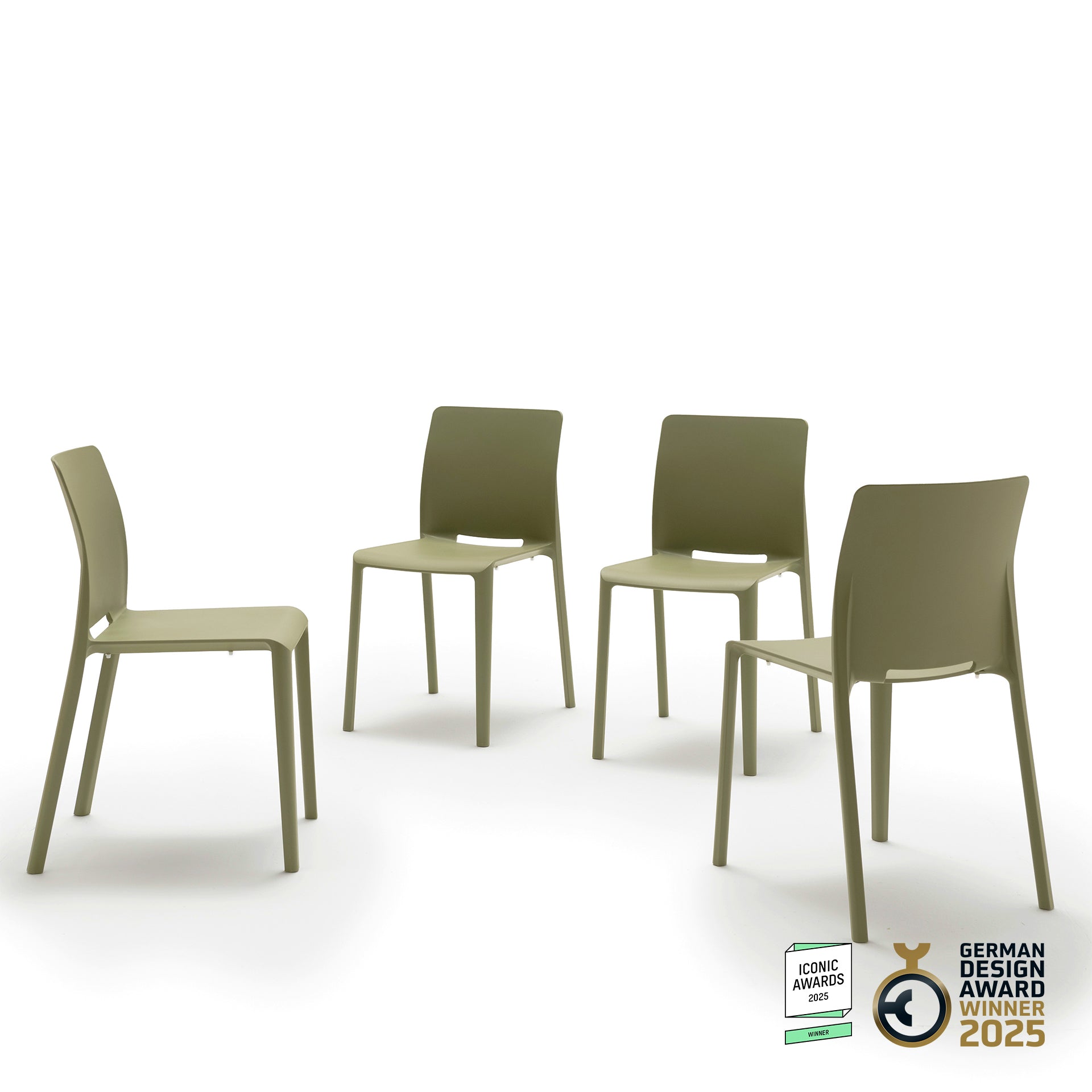 Sedie Emma, Set da 4, Verde Oliva