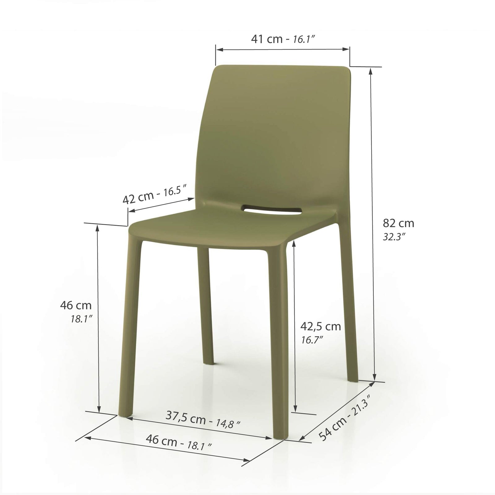 Stühle Emma, 4er-Set, Olivgrün - Immagine tecnica 1