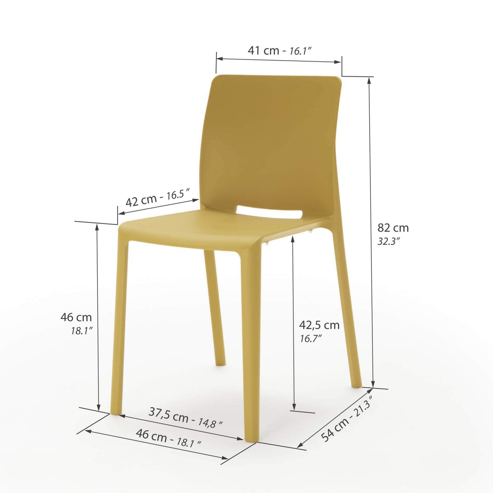 Stühle Emma, 4er-Set, Senfgelb - Immagine tecnica 1