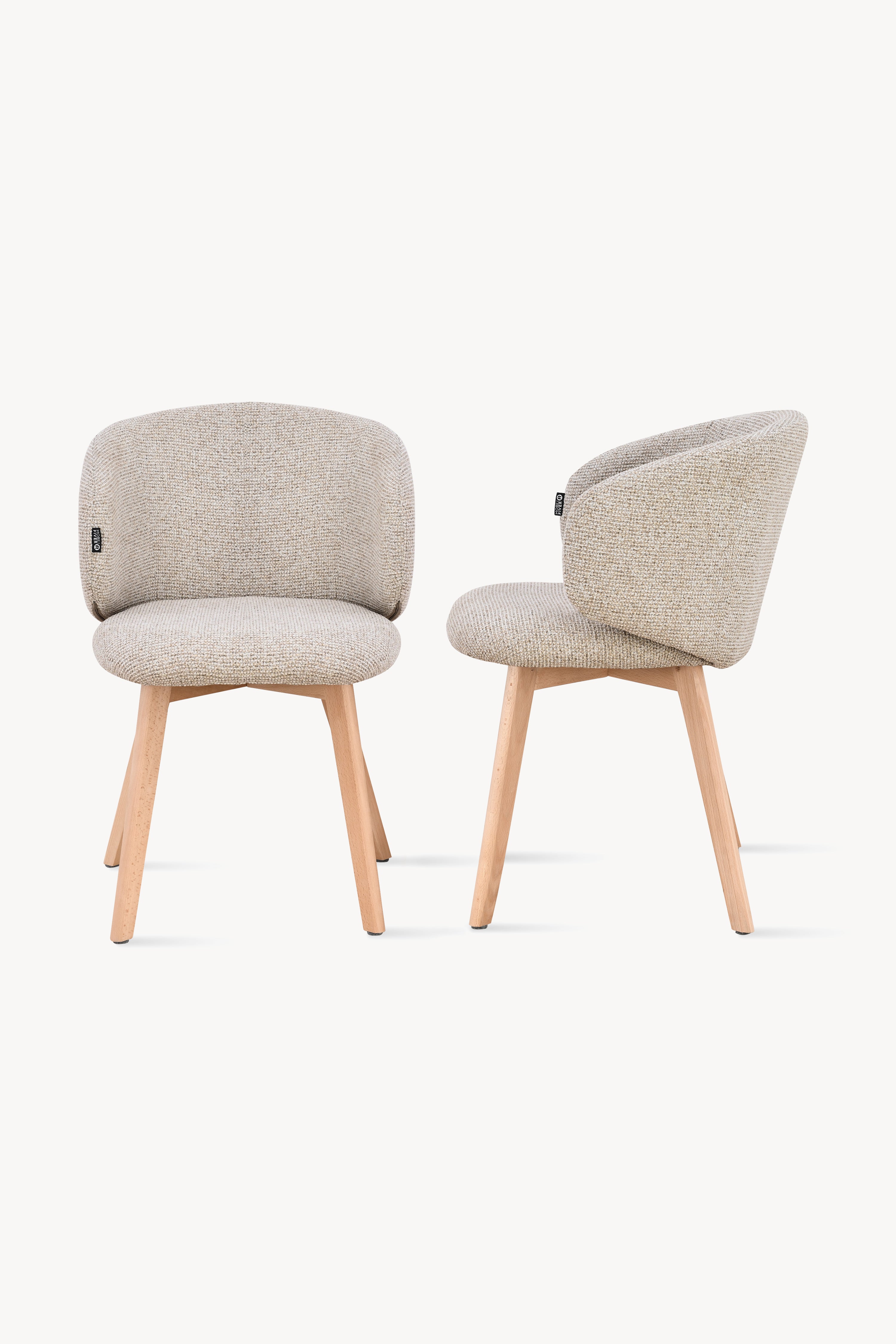 Scaune din material textil Federica, Set de 2, Bej - Imagine detaliu 3