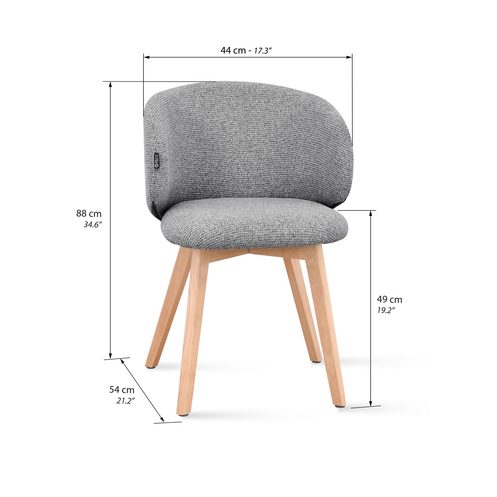 Chaises en tissu Federica, Lot de 2, Gris - Immagine tecnica 1