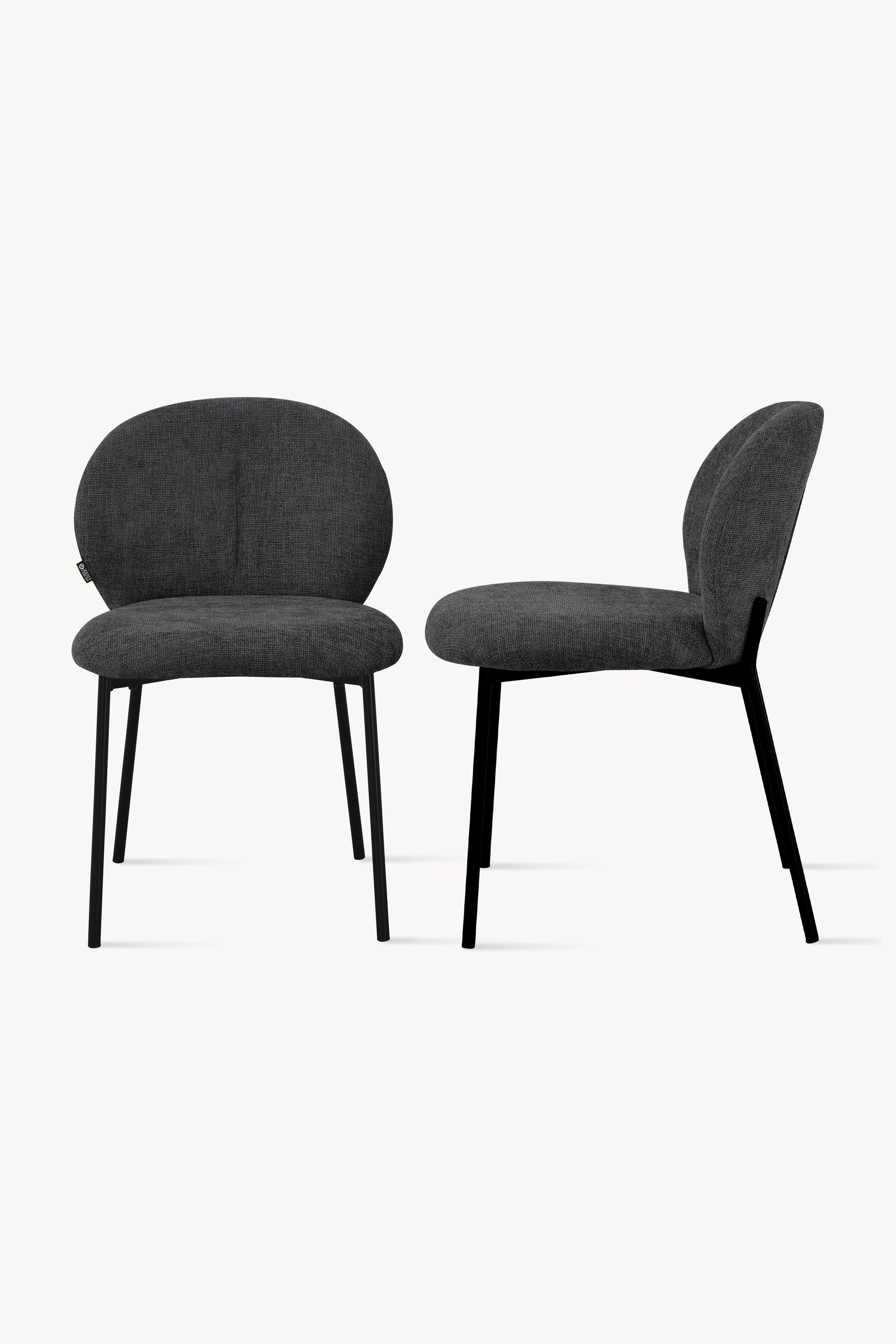Chaises en tissu Icaro, Lot de 2, Gris Foncé - Image de détail 4