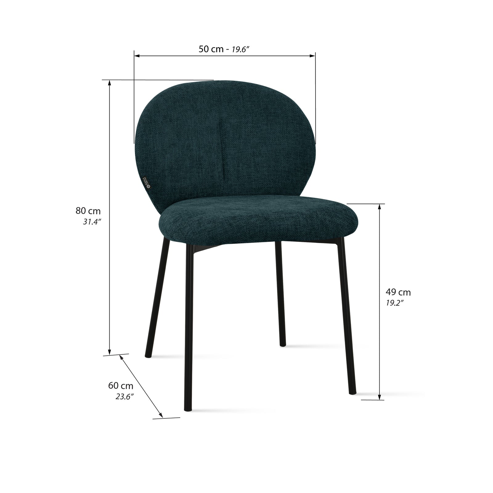 Sedie in tessuto Icaro, Set da 2, Verde - Immagine tecnica 1