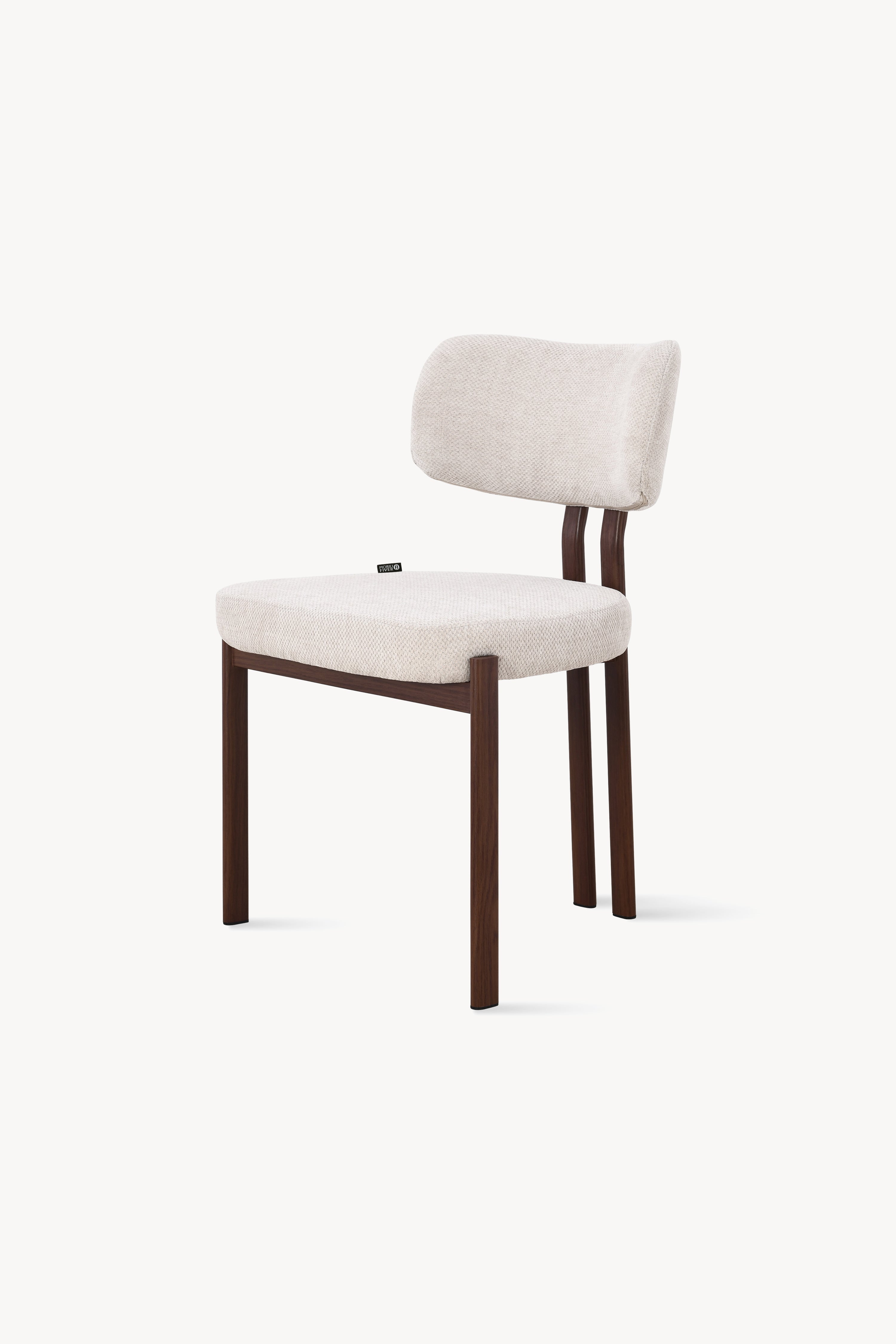Laura stoffstoler, sett med 2, beige med metallben i tre-effekt