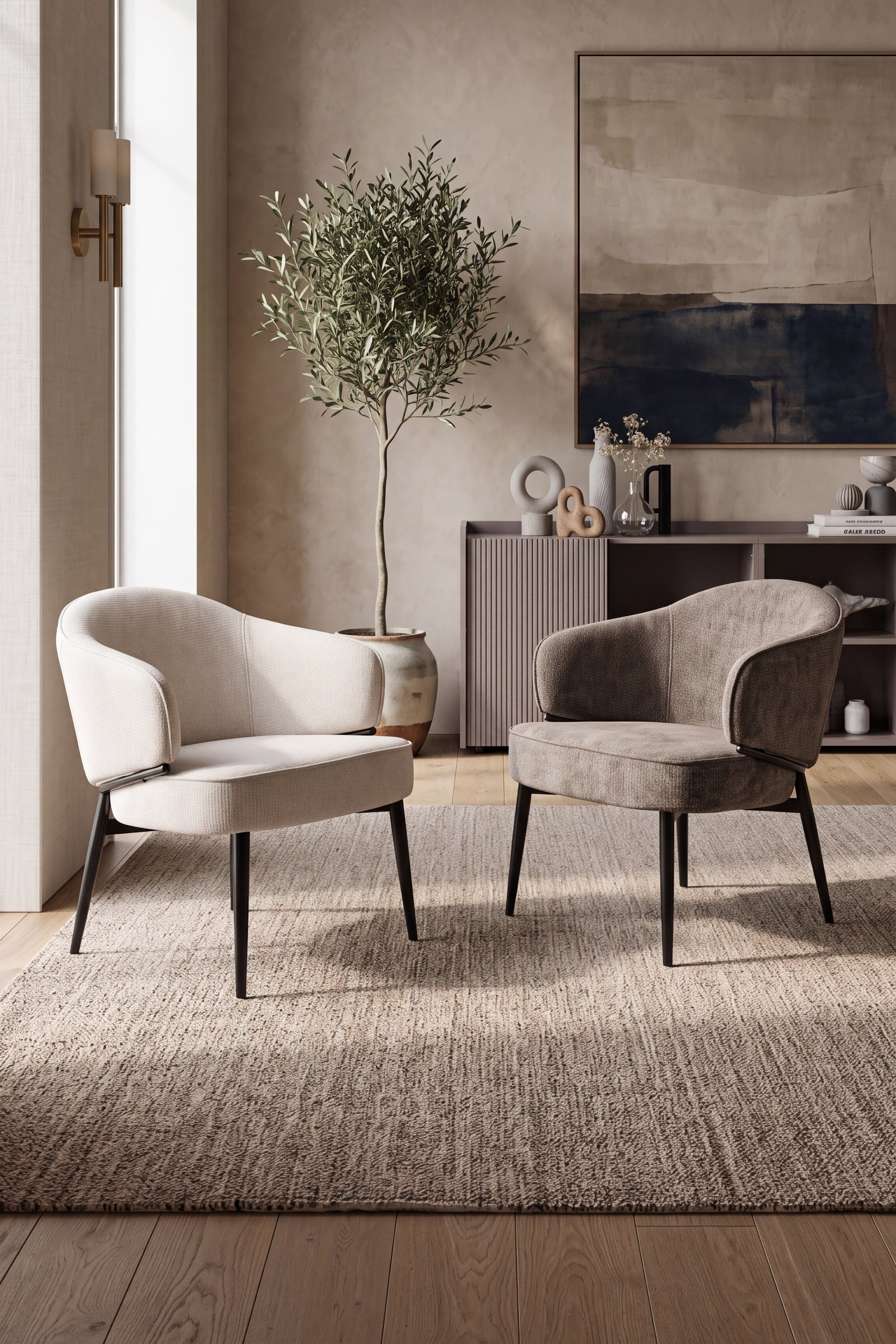 Sessel aus Stoff Marco, Cremeweiß - Set-Bild 1