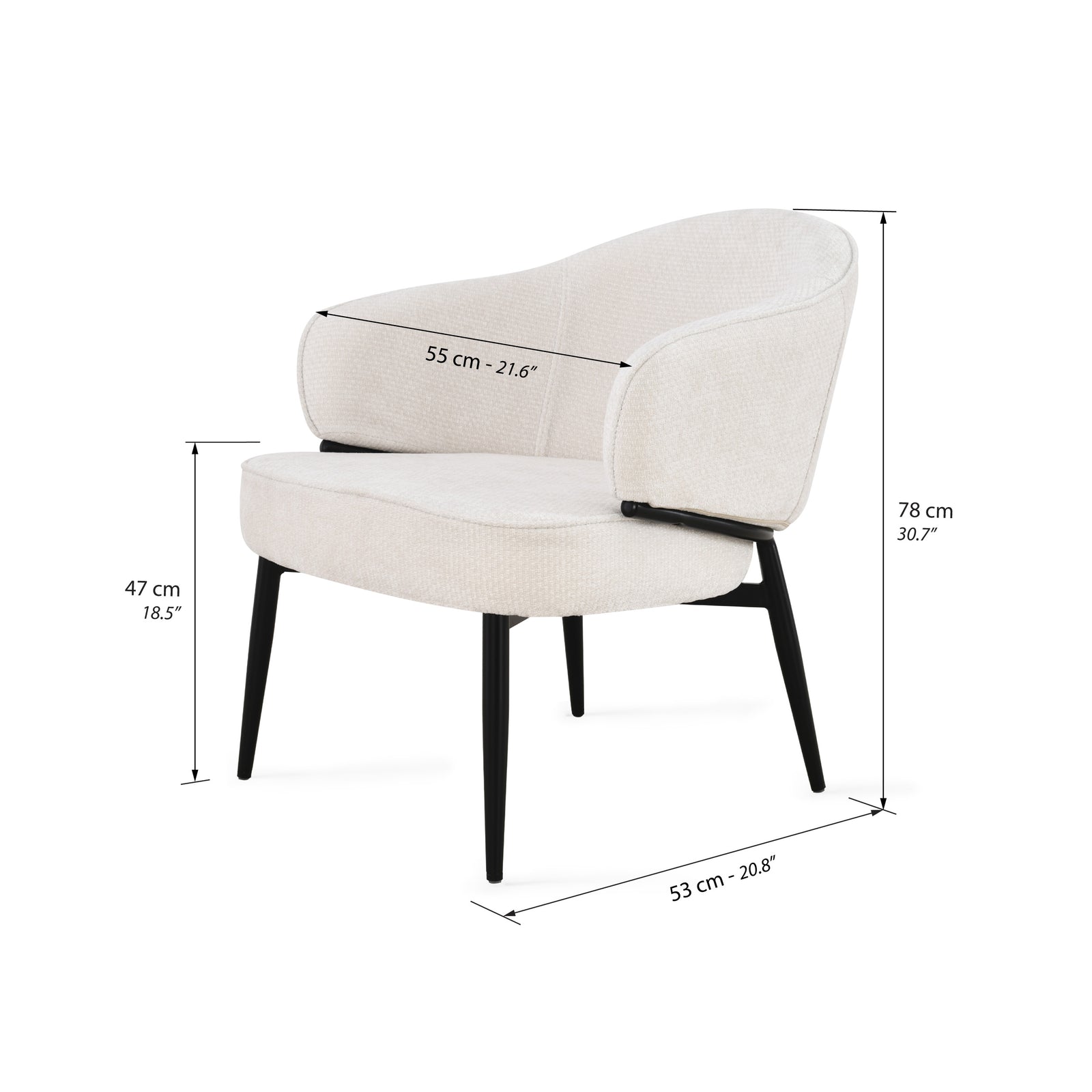 Sessel aus Stoff Marco, Cremeweiß - Immagine tecnica 1