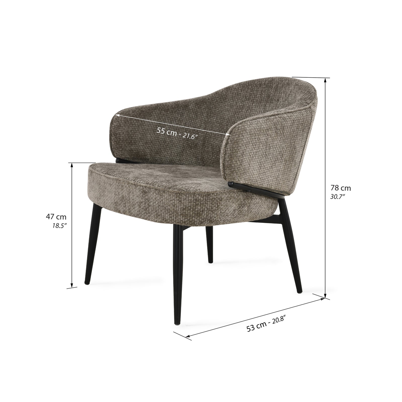Sessel aus Stoff Marco, Dunkelgrau - Immagine tecnica 1