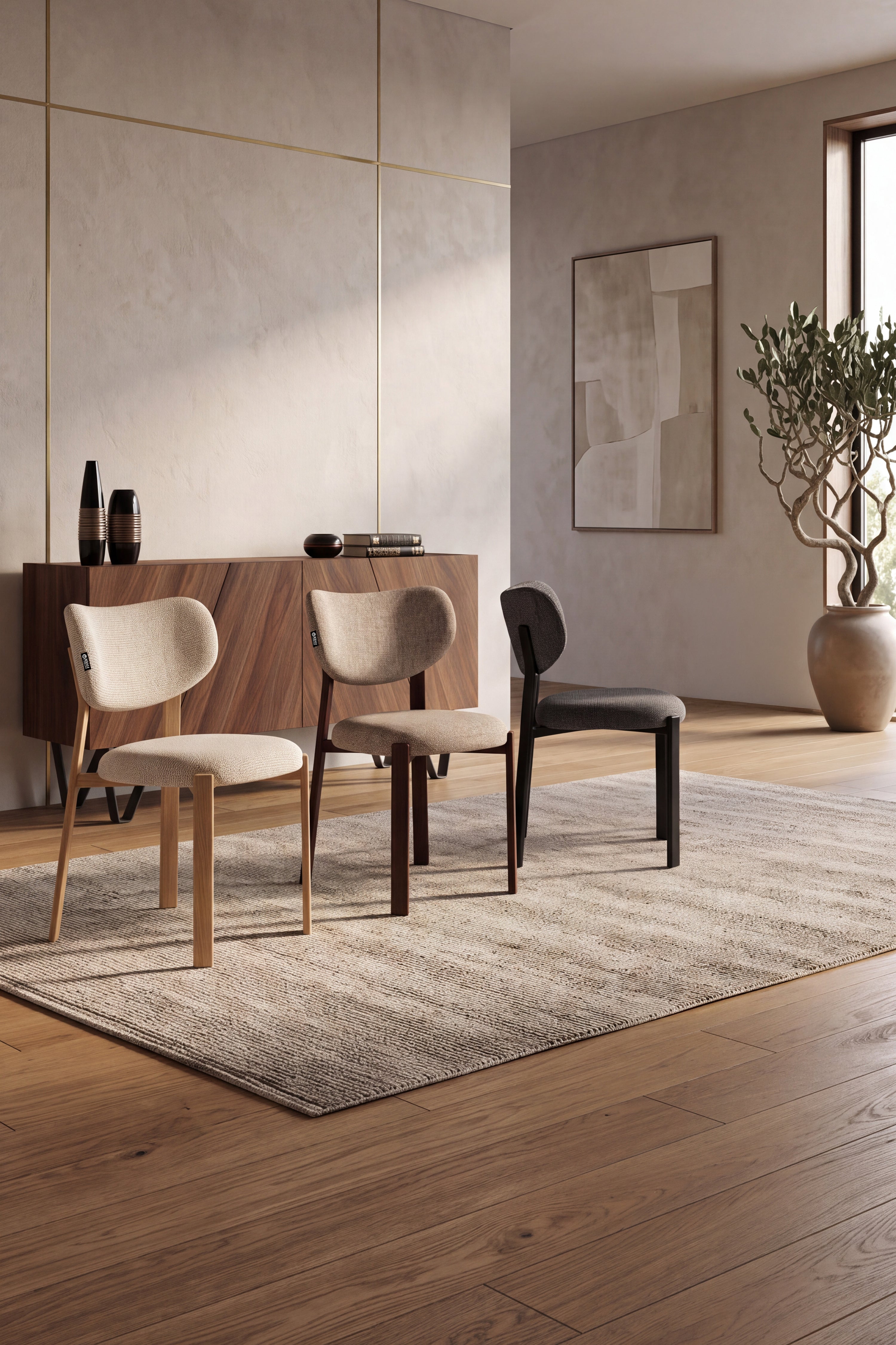 Matilda Stoffstühle, 2er-Set, Beige mit Metallbeinen in Dunkelholzoptik - gallery 18
