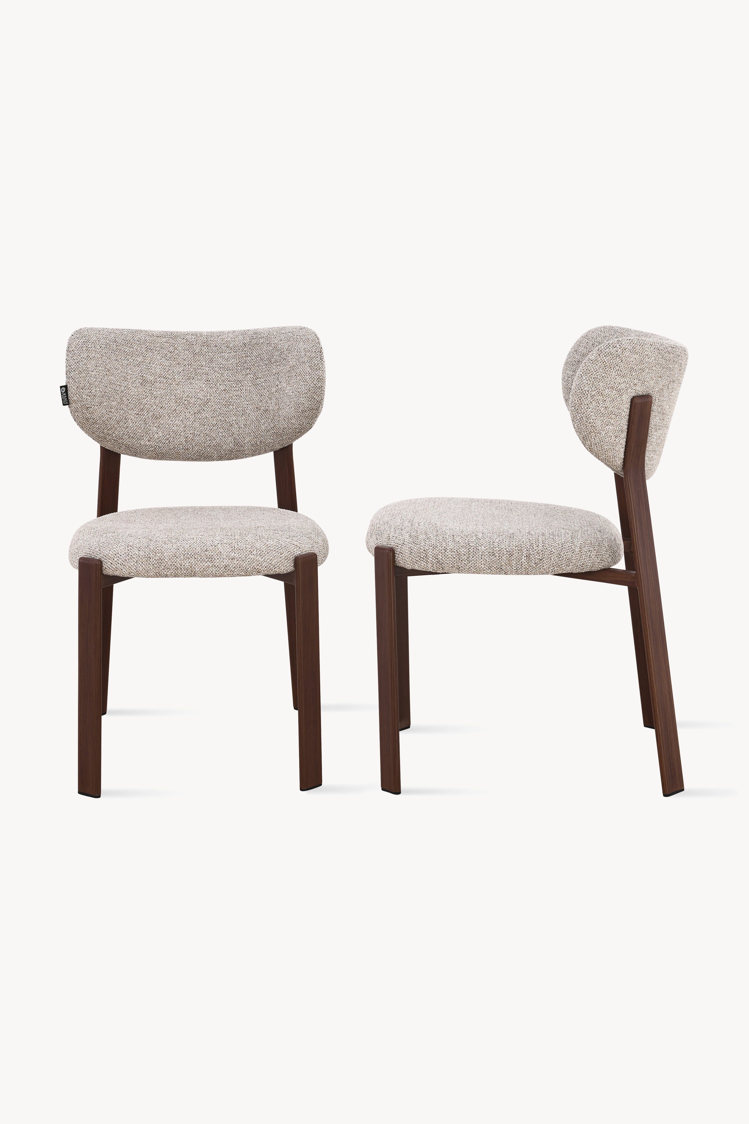 Matilda Stoffstühle, 2er-Set, Beige mit Metallbeinen in Dunkelholzoptik - Detailbild 1