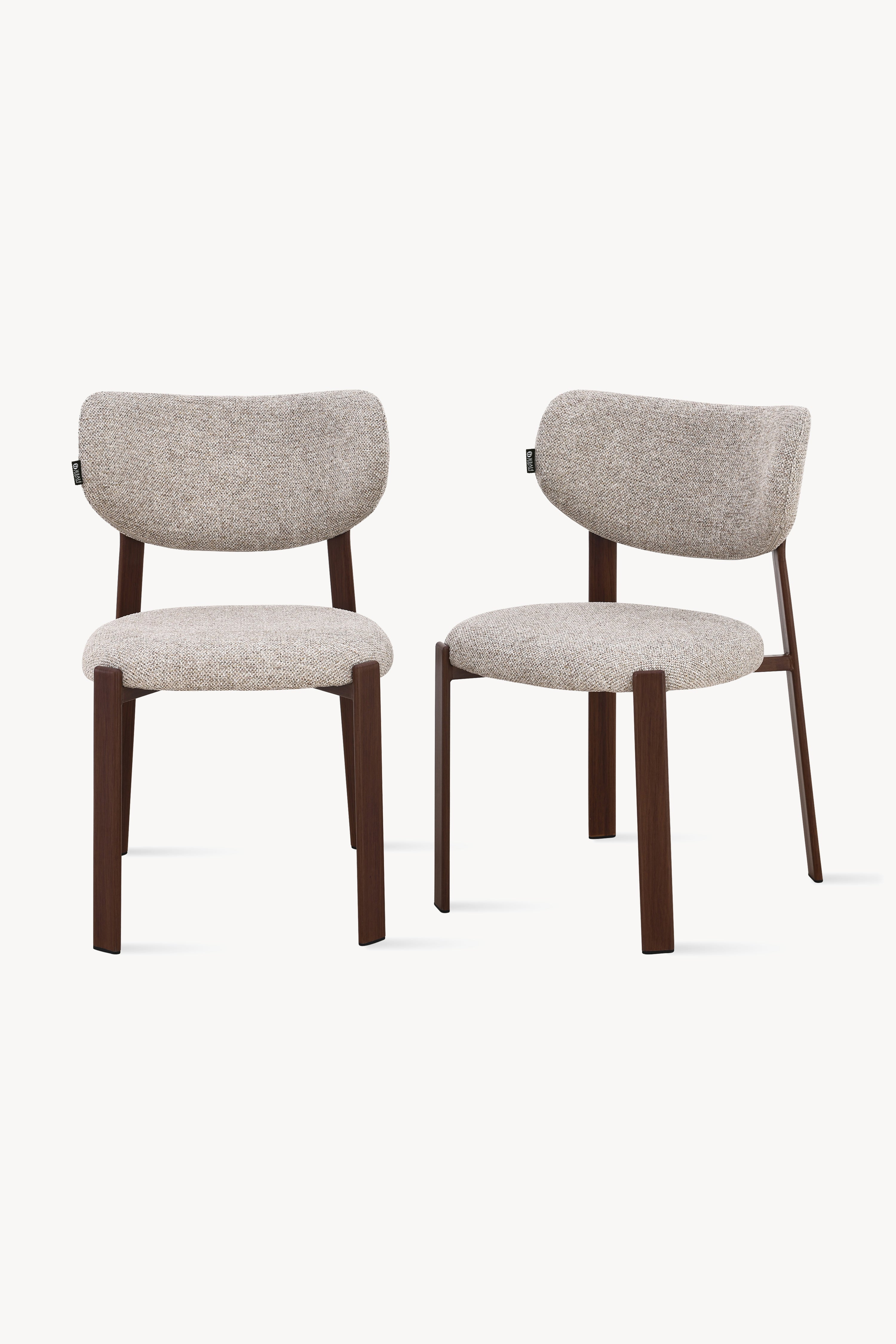 Matilda Stoffstühle, 2er-Set, Beige mit Metallbeinen in Dunkelholzoptik - Hauptbild
