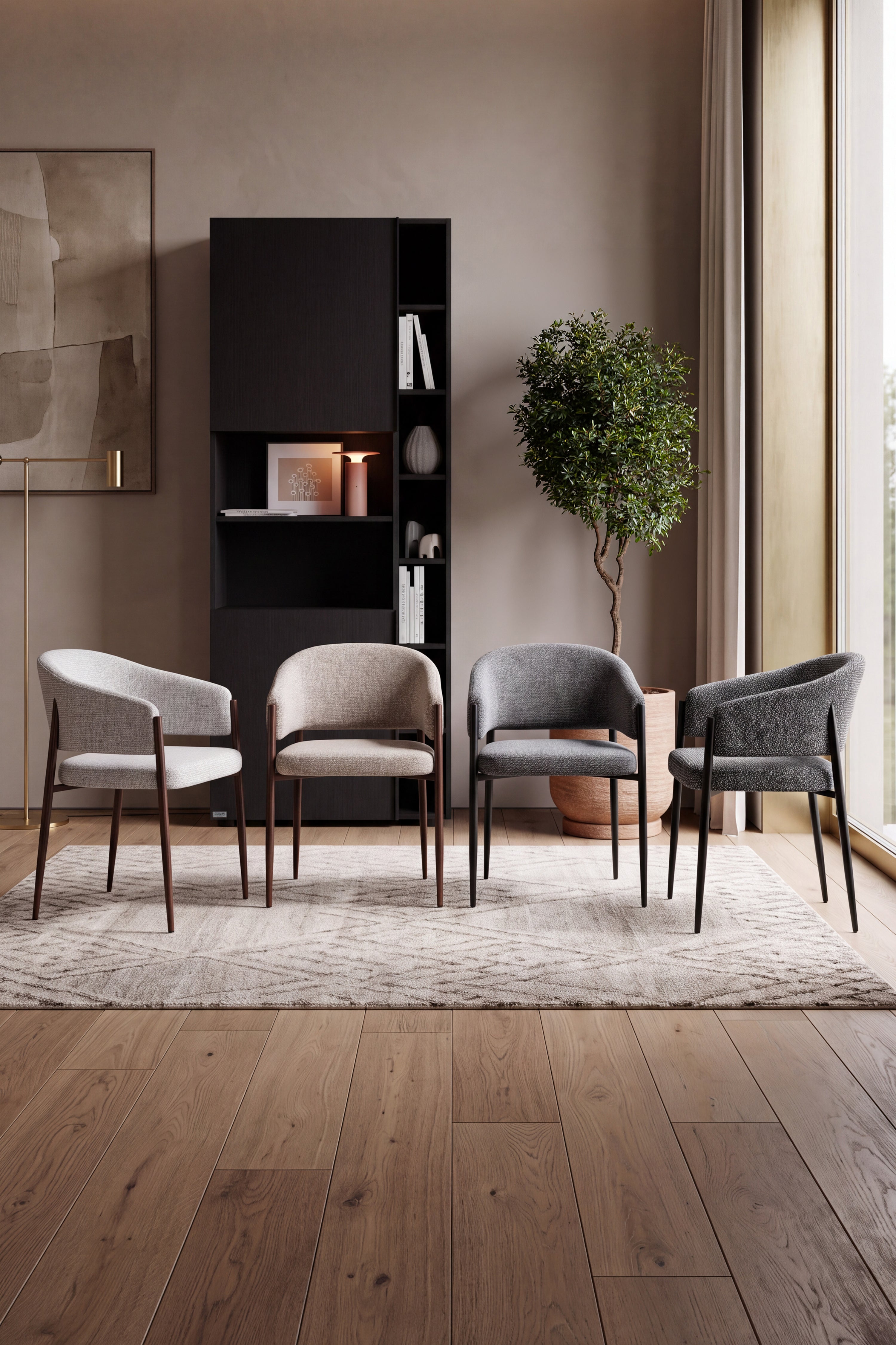 Chaises en tissu Martina, Lot de 2, Gris Foncé avec pieds en métal noir - gallery 18