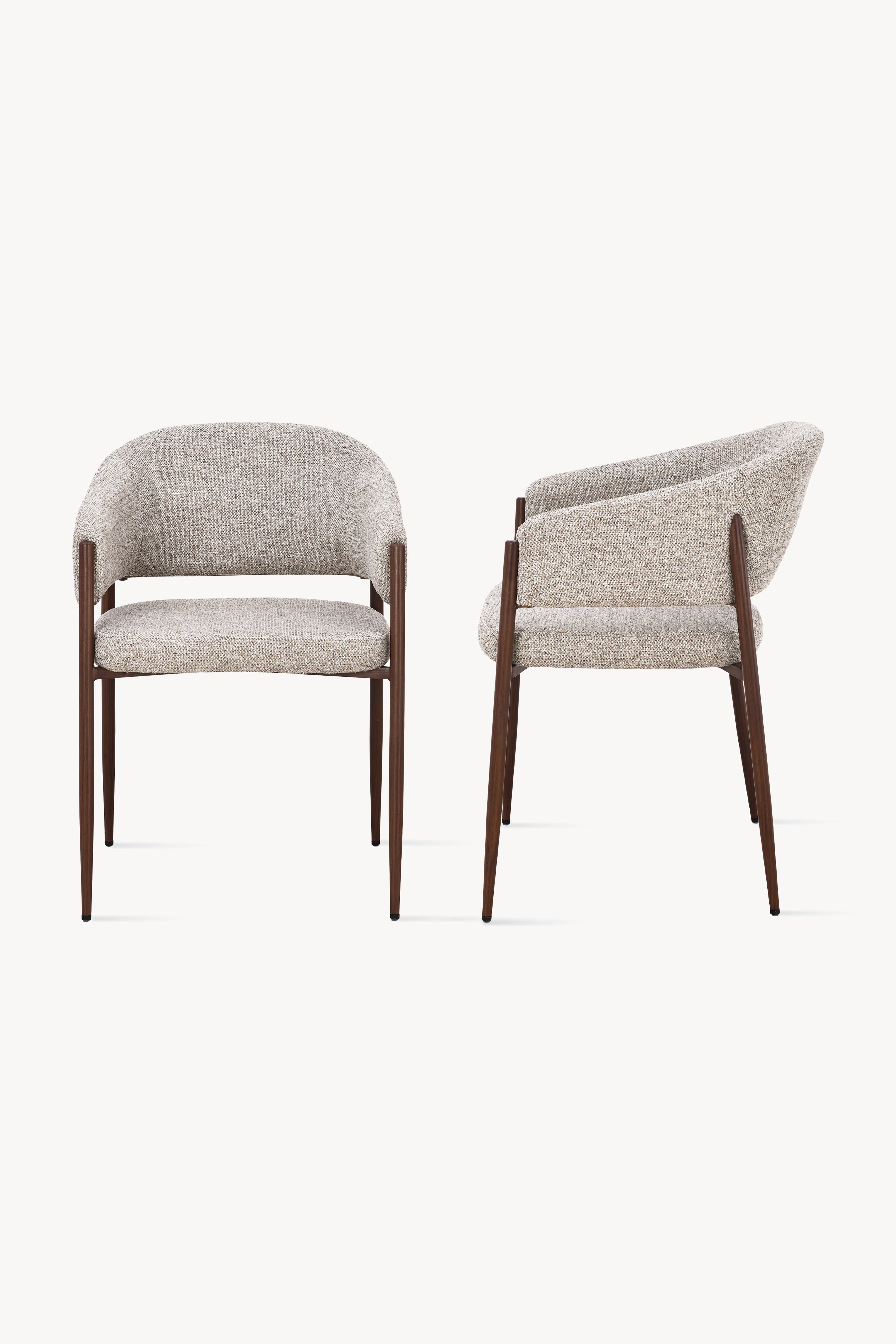 Martina Stoffstühle, 2er-Set, Beige mit Metallbeinen in Dunkelholzoptik - Detailbild 2
