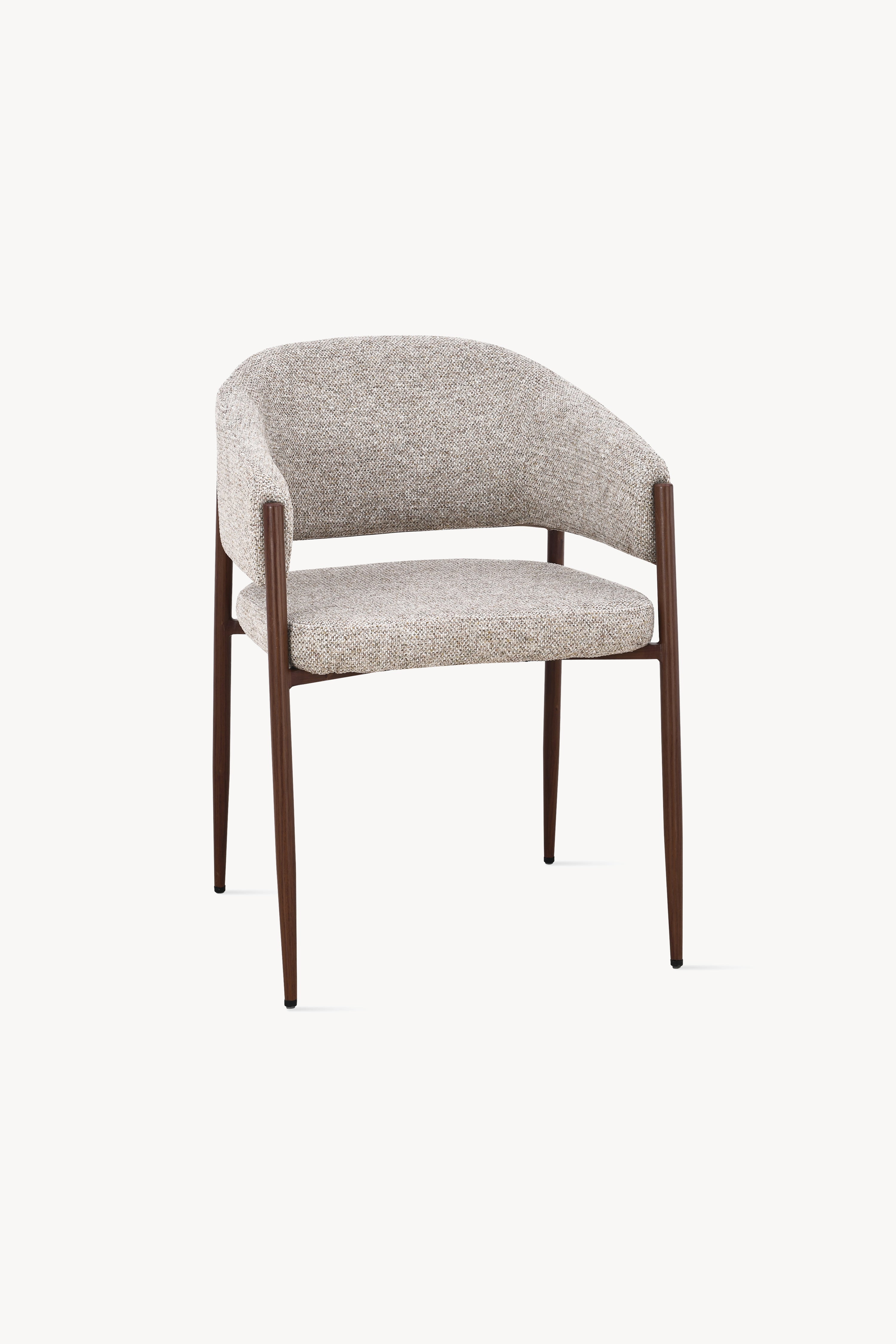 Martina Stoffstühle, 2er-Set, Beige mit Metallbeinen in Dunkelholzoptik - Detailbild 1