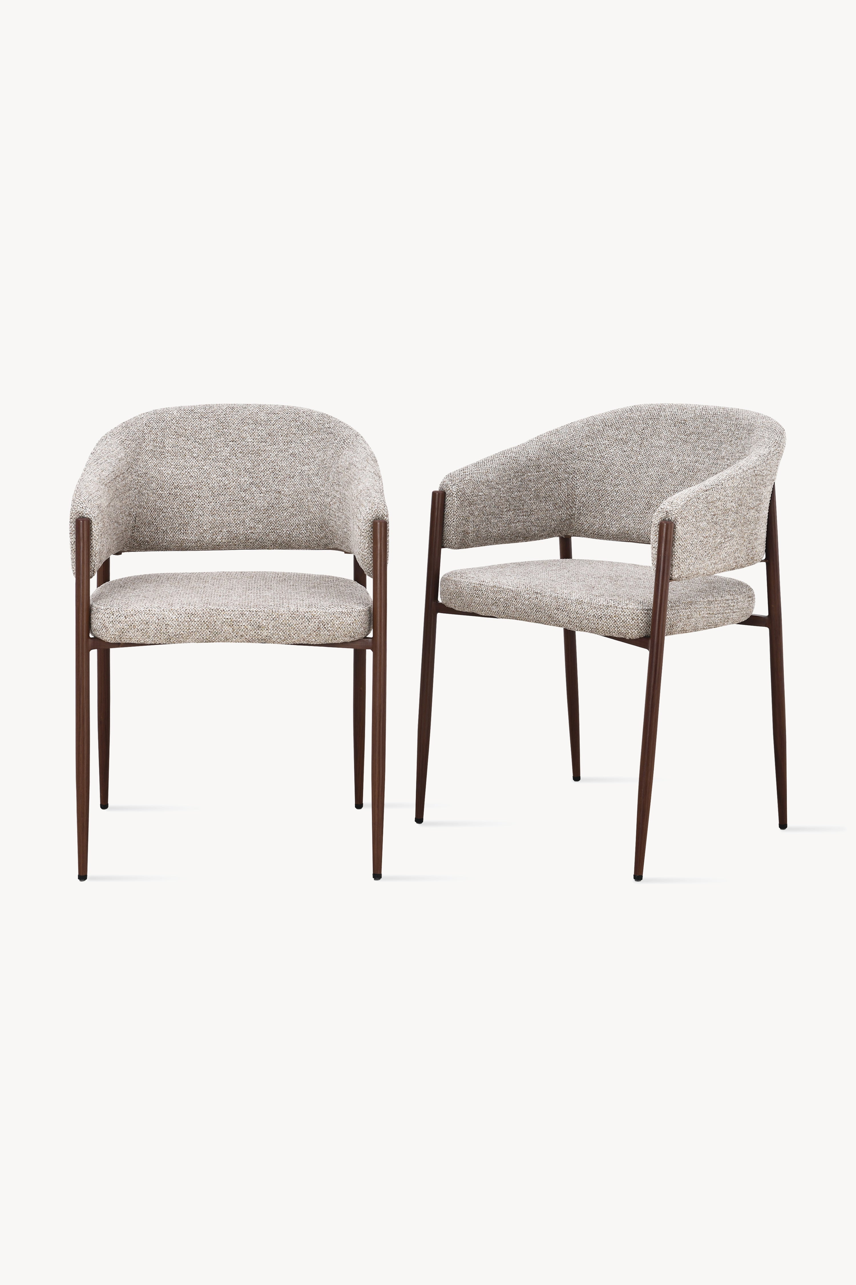 Martina Stoffstühle, 2er-Set, Beige mit Metallbeinen in Dunkelholzoptik - Hauptbild